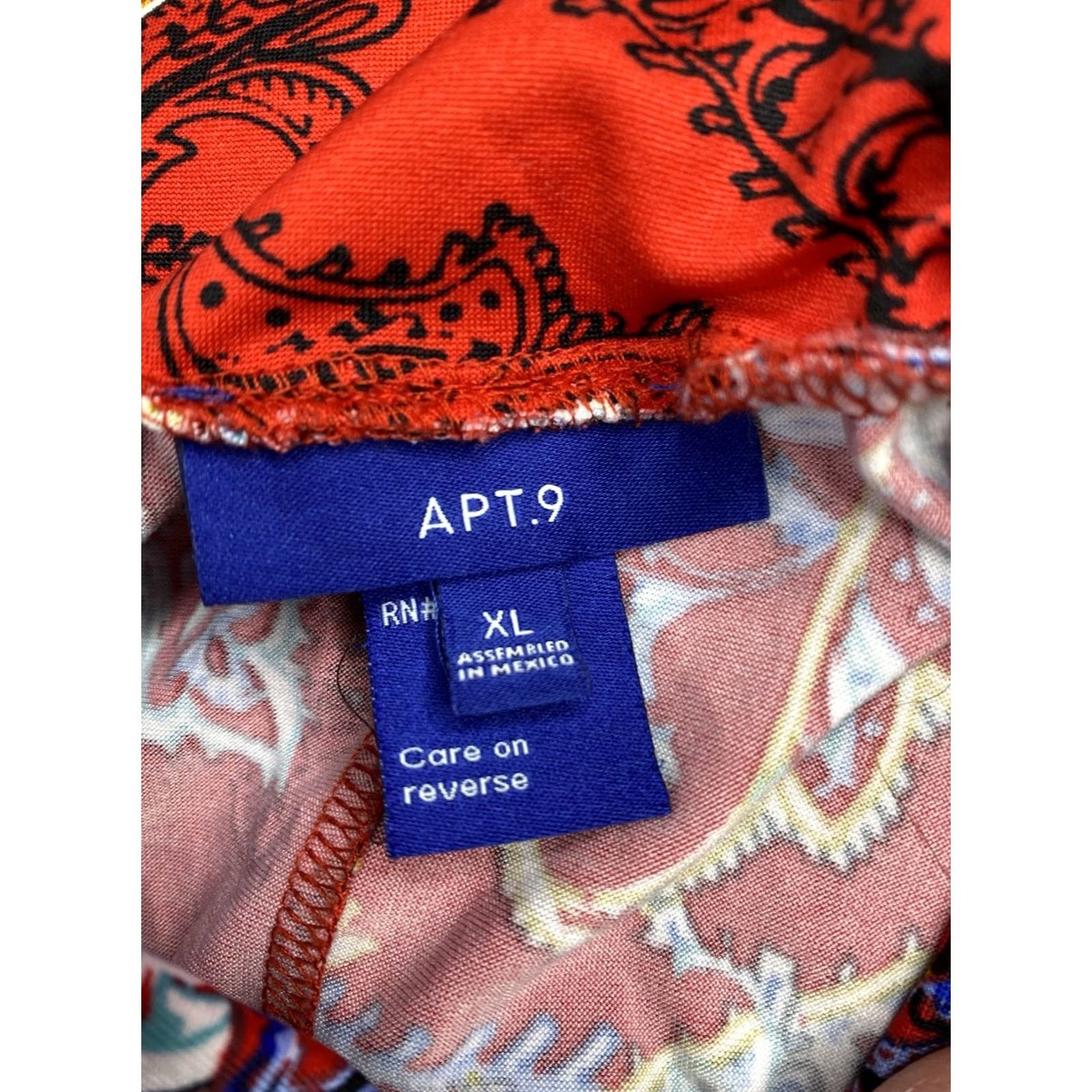 Apt. 9 Apt. 9 Skirt XL Red Paisley Midi Ruched Asymmetric Handkerchief Hem Y2K Retro - Womens Dress/Skirt Size 40" / US 18 - 5 Thumbnail