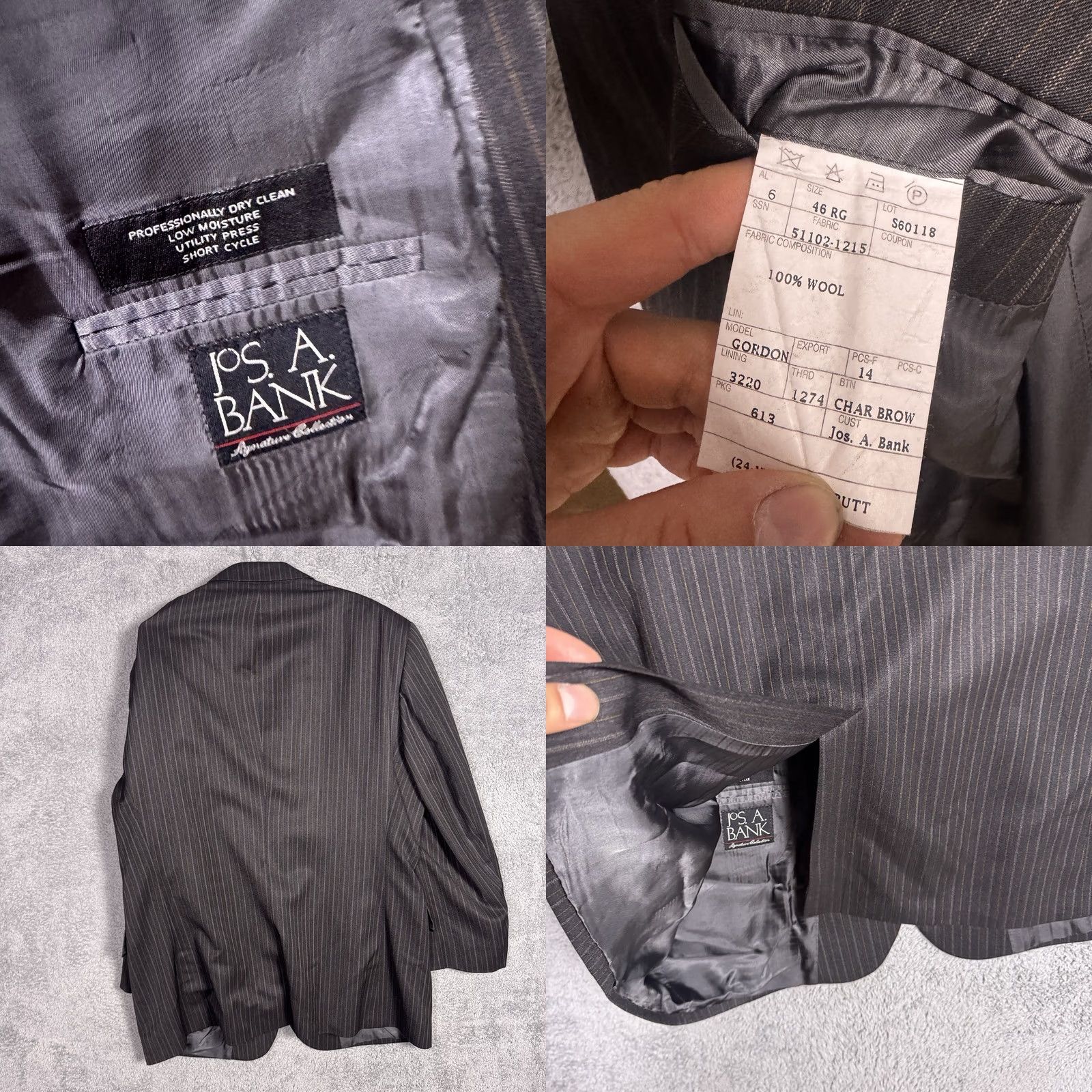 Jos. A. Bank Jos A Bank Suit Mens 46R 38x28 Signature Gordon Office Wool Pinstripe Cuffed Set Size 46R - 8 Thumbnail