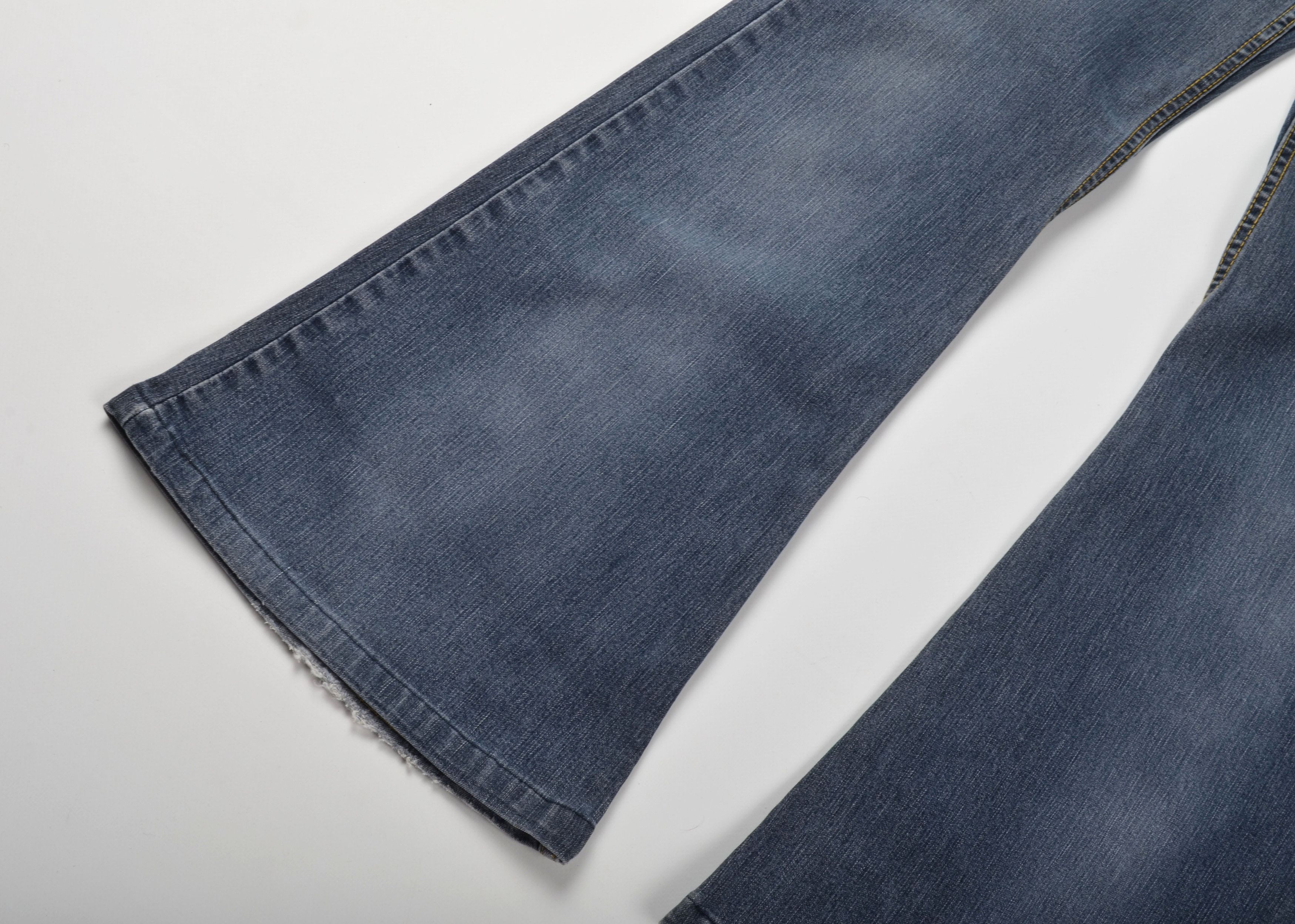 Other Noboys Y2K Mid-blue Flared Jeans with Raw Low Waistband Size 28" / US 6 / IT 42 - 3 Thumbnail