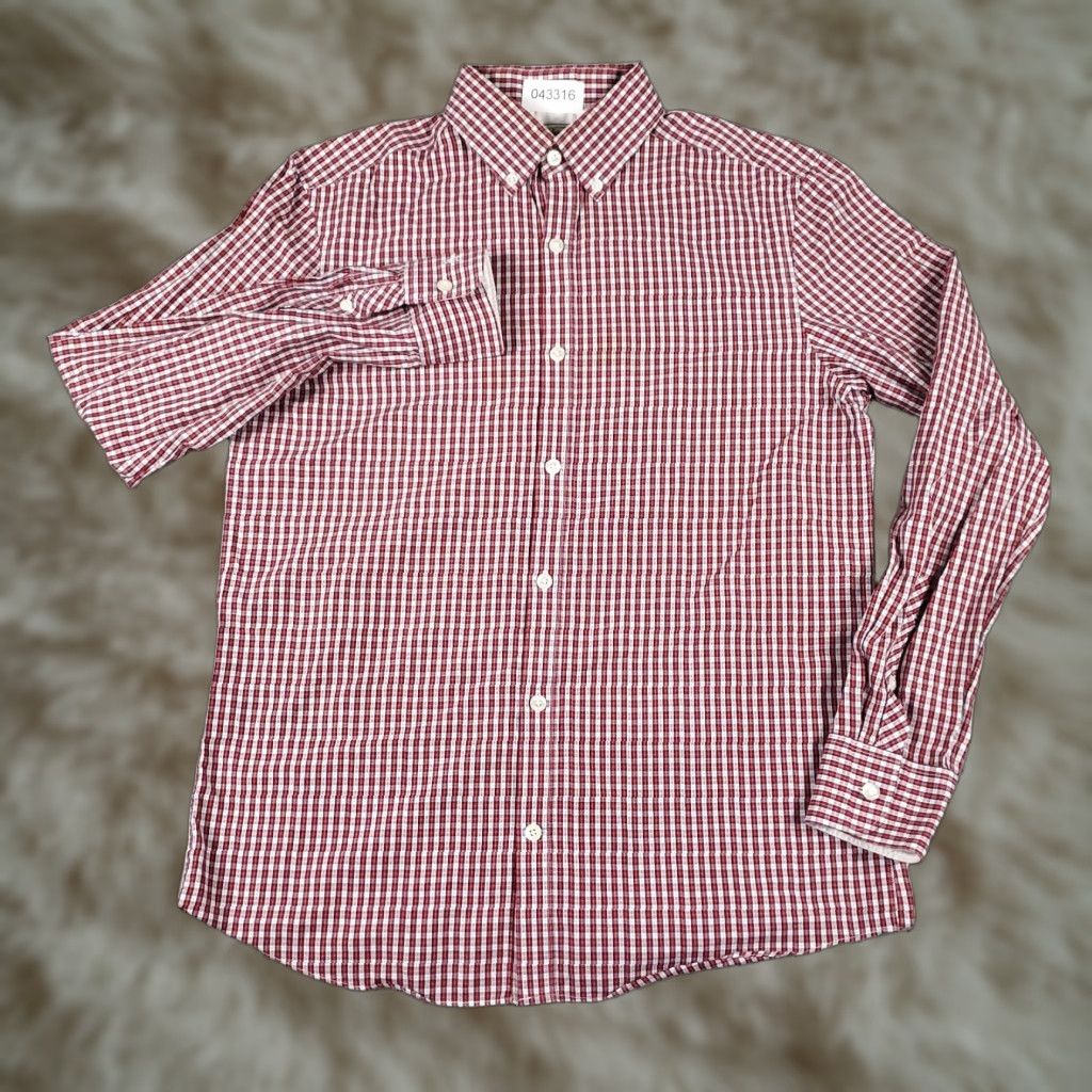 Vintage Penguin Dress Shirt Mens Size 15 Red Plaid Long Sleeve Button Up Casual Business Formal Gift Boyfriend Workwear 15 Mens Red Plaid Dress Shirt Size 40R - 1 Thumbnail