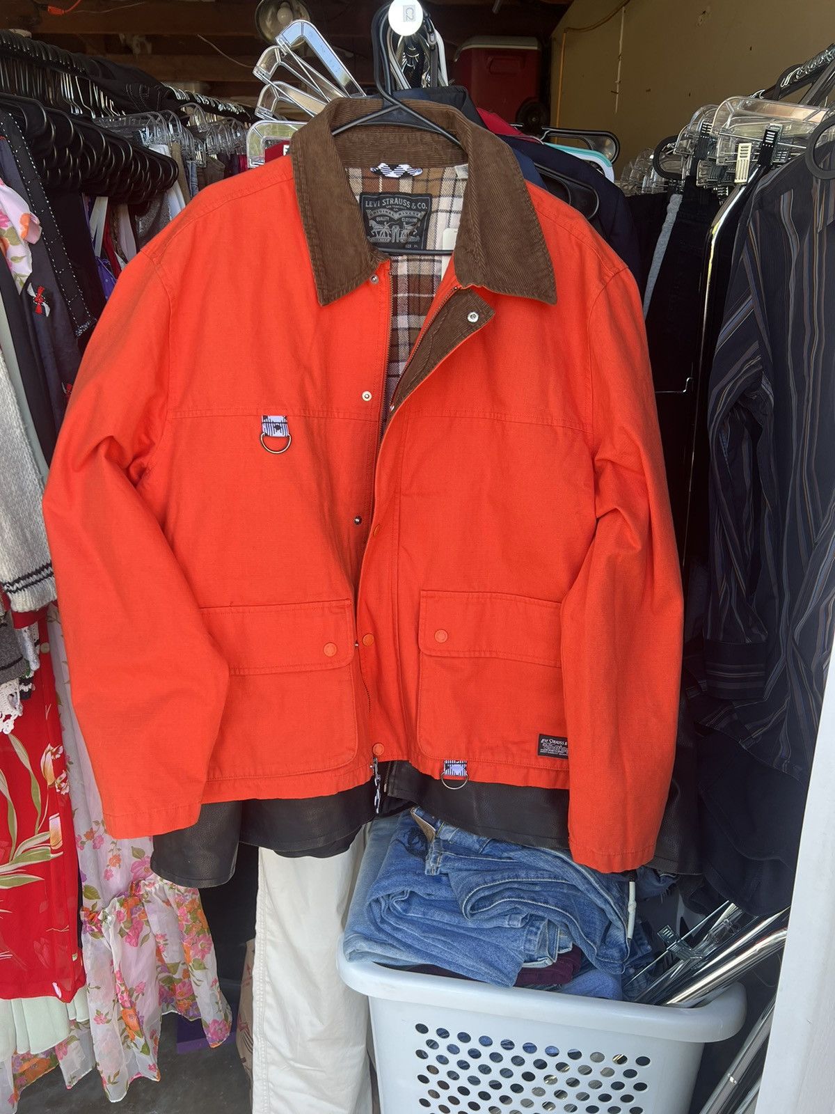 Levi's Levis Men's Trucker Panhandle Orange Brown Corduroy Jacket