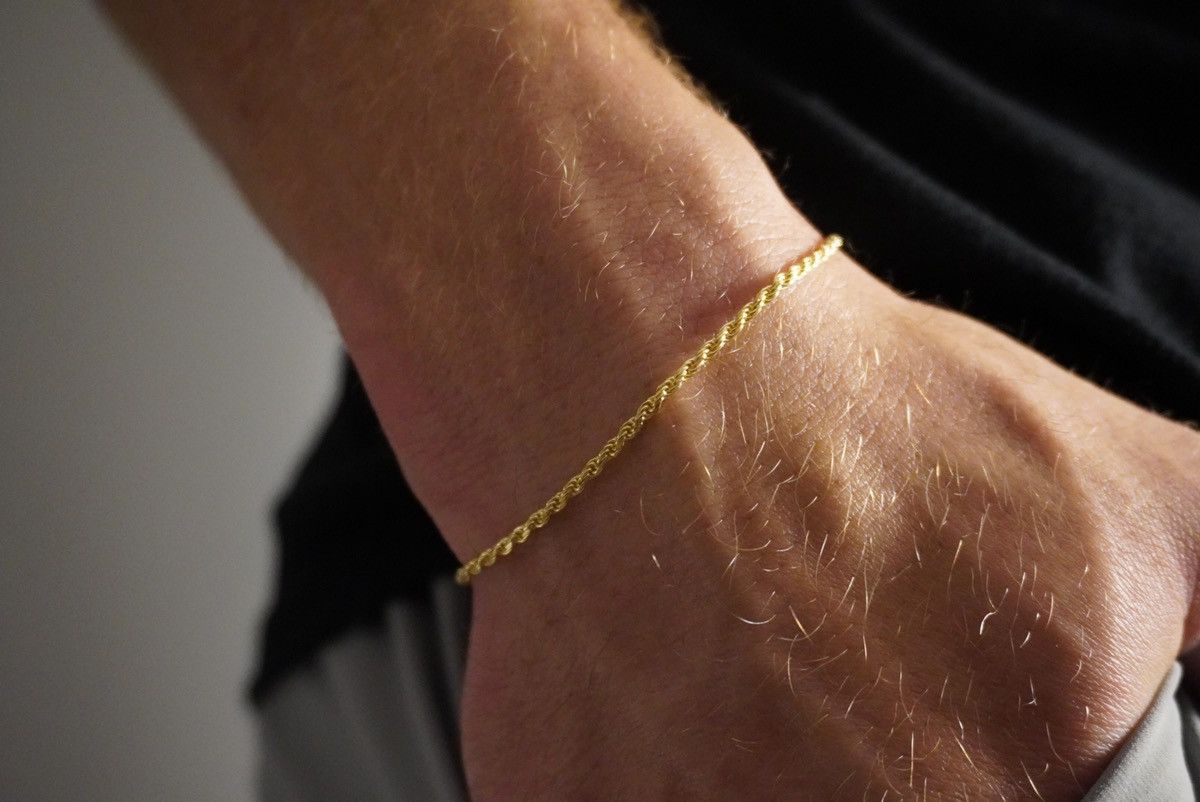 Jewelry Gold bracelet 14k gold vermeil Rope bracelet 2MM 8 inches Size ONE SIZE - 2 Thumbnail