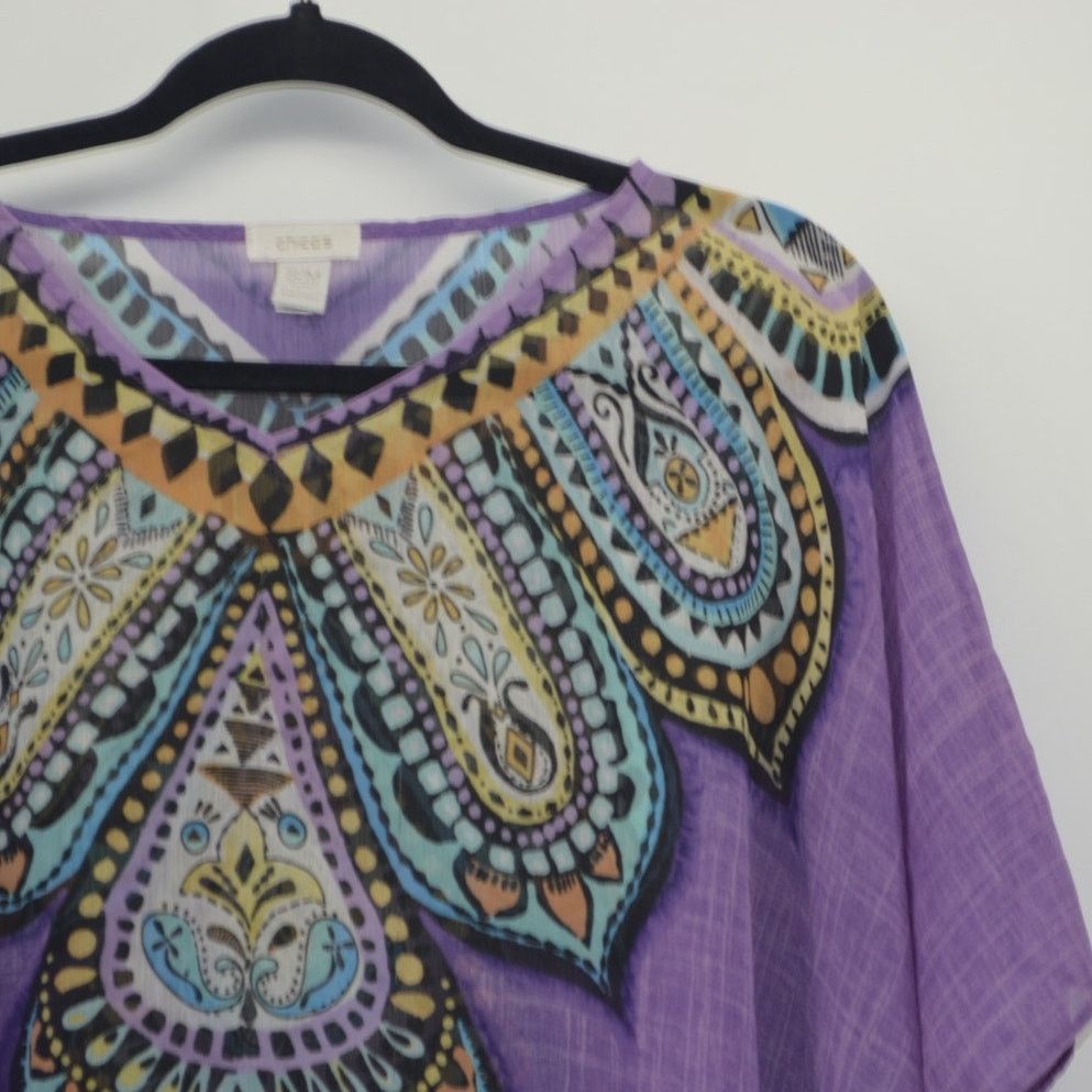 Chicos Chico's Small Medium Purple Sheer Blouse Boho Up Top Size S / US 4 / IT 40 - 6 Thumbnail