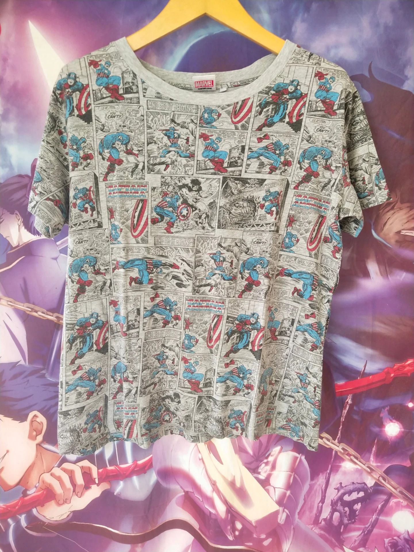 Marvel Comics Marvel Captain America x GU Comic AOP Super Hero Movie Tee Size L / US 10 / IT 46 - 1 Thumbnail