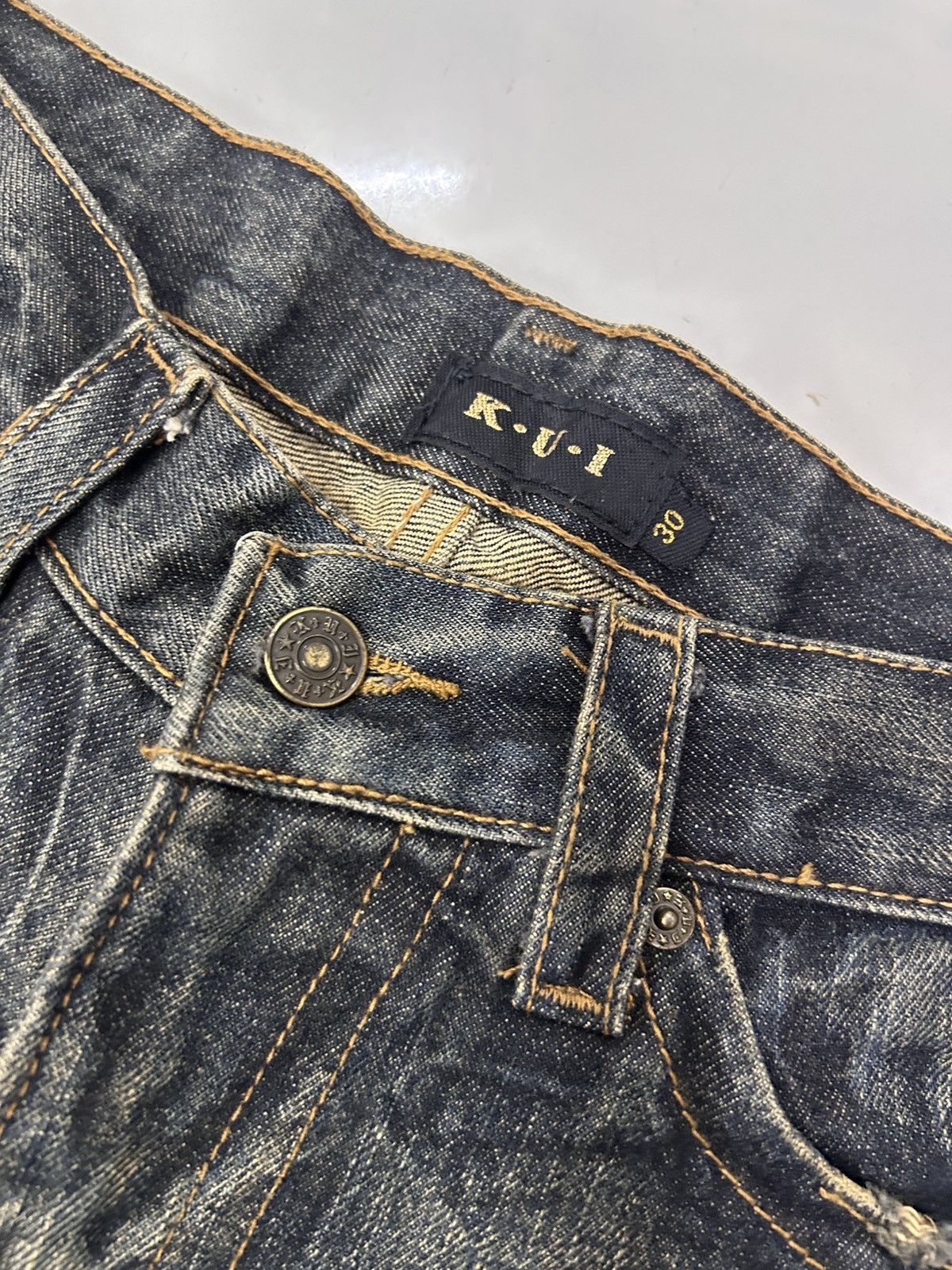 Japanese Brand × Vintage 💥Vintage K.U.I Japanese Denim Mud Wash Distressed Jeans Size US 32 / EU 48 - 14 Thumbnail