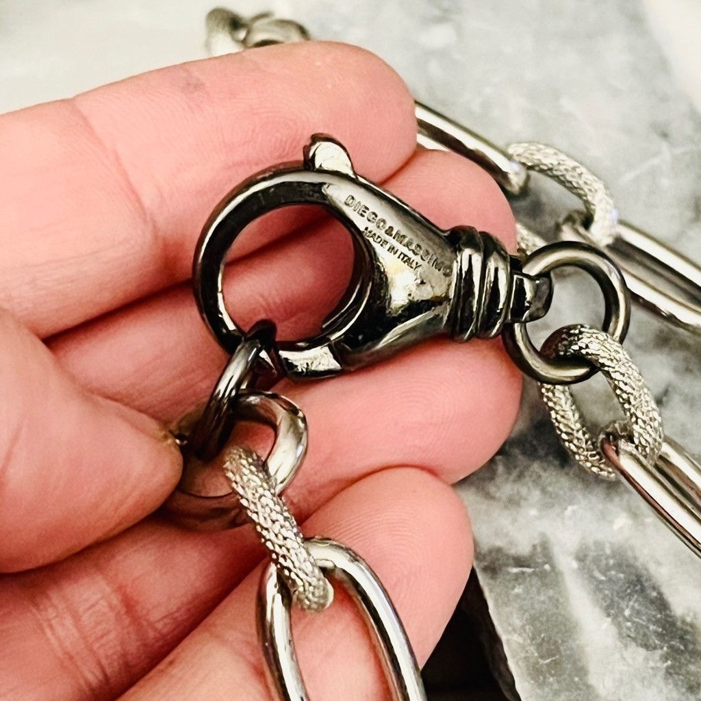Designer Diego & Massimo Chunky Chain Necklace Silver Toned Italy Size ONE SIZE - 5 Thumbnail