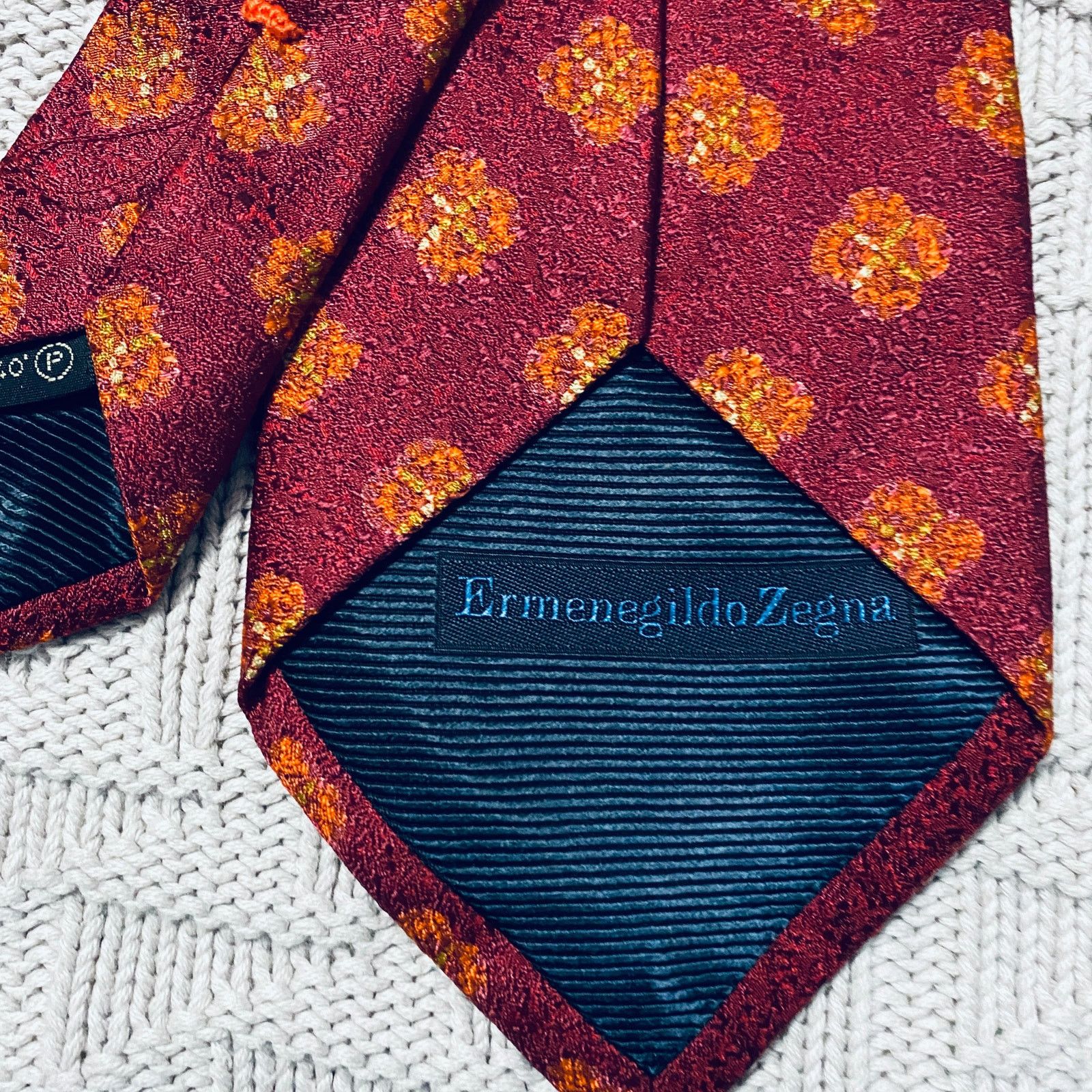 Ermenegildo Zegna Ermenegildo Zegna maroon pattern silk tie Size ONE SIZE - 3 Thumbnail