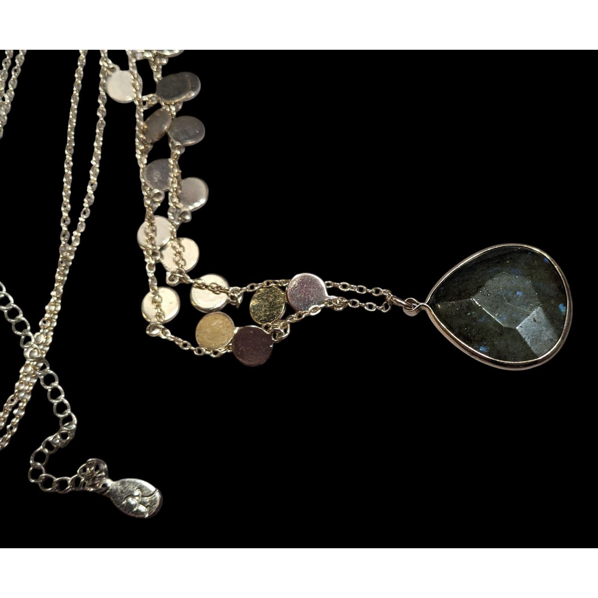 Other Boho Chic Gold Tone Charm Necklace With Teardrop Labradorite Size ONE SIZE - 8 Thumbnail