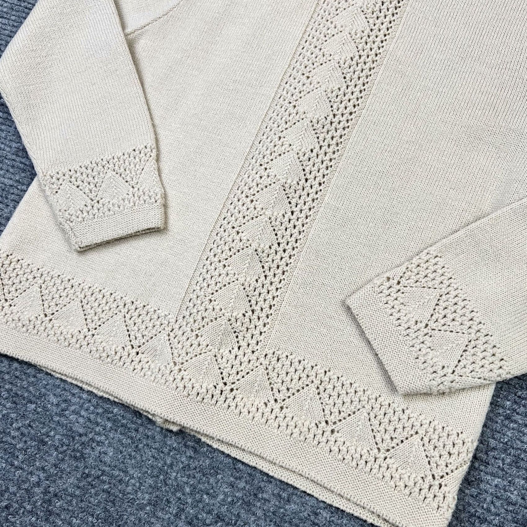 Vintage VINTAGE Parkway Knits Cardigan Shirt Women M Beige 90s Knit Heavyweight Crew Neck Buttoned Size M / US 6-8 / IT 42-44 - 6 Thumbnail