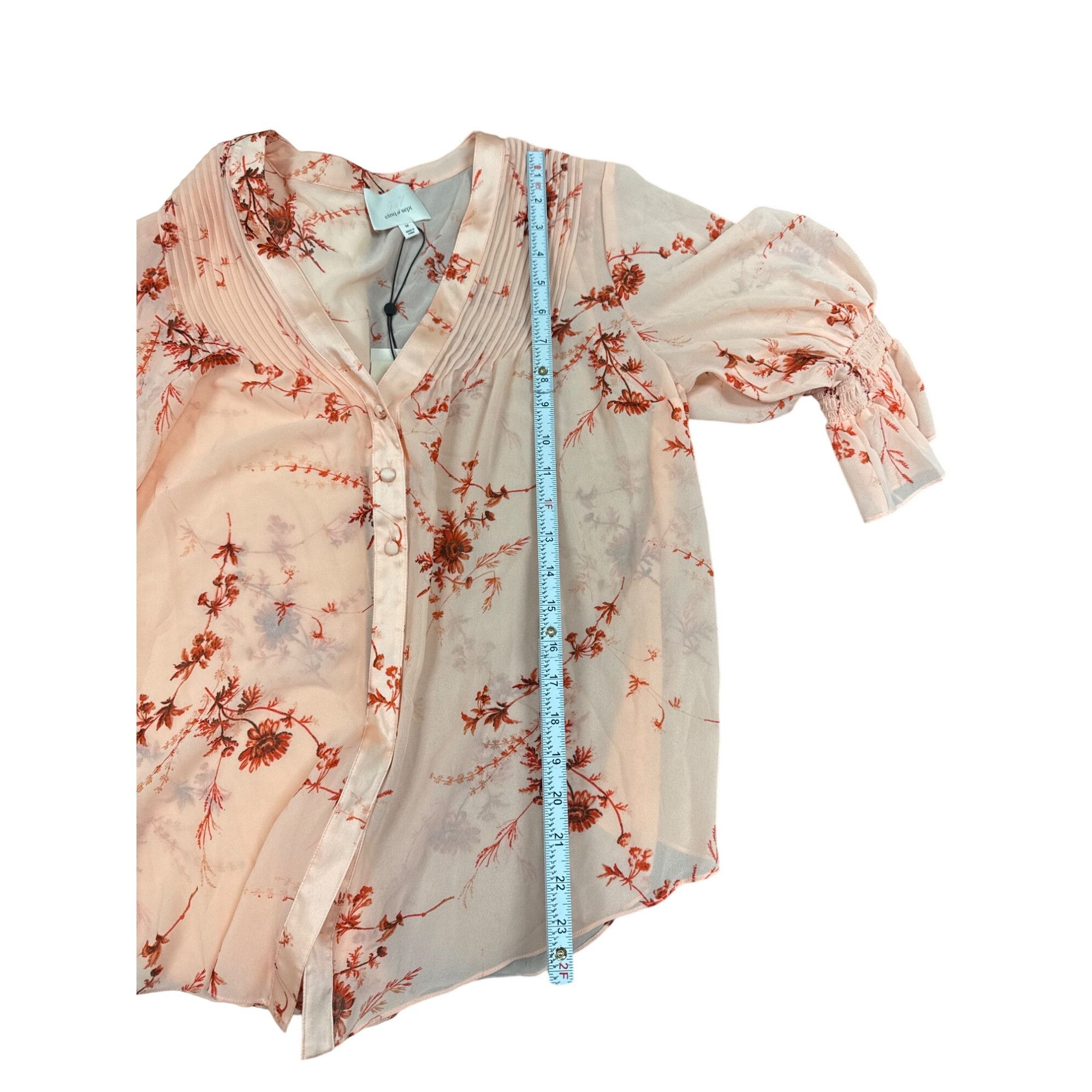 Cinq a Sept Cinq À Sept Womens Pale Rose Multi Floral Blouse dress shirt Size M / US 6-8 / IT 42-44 - 10 Thumbnail
