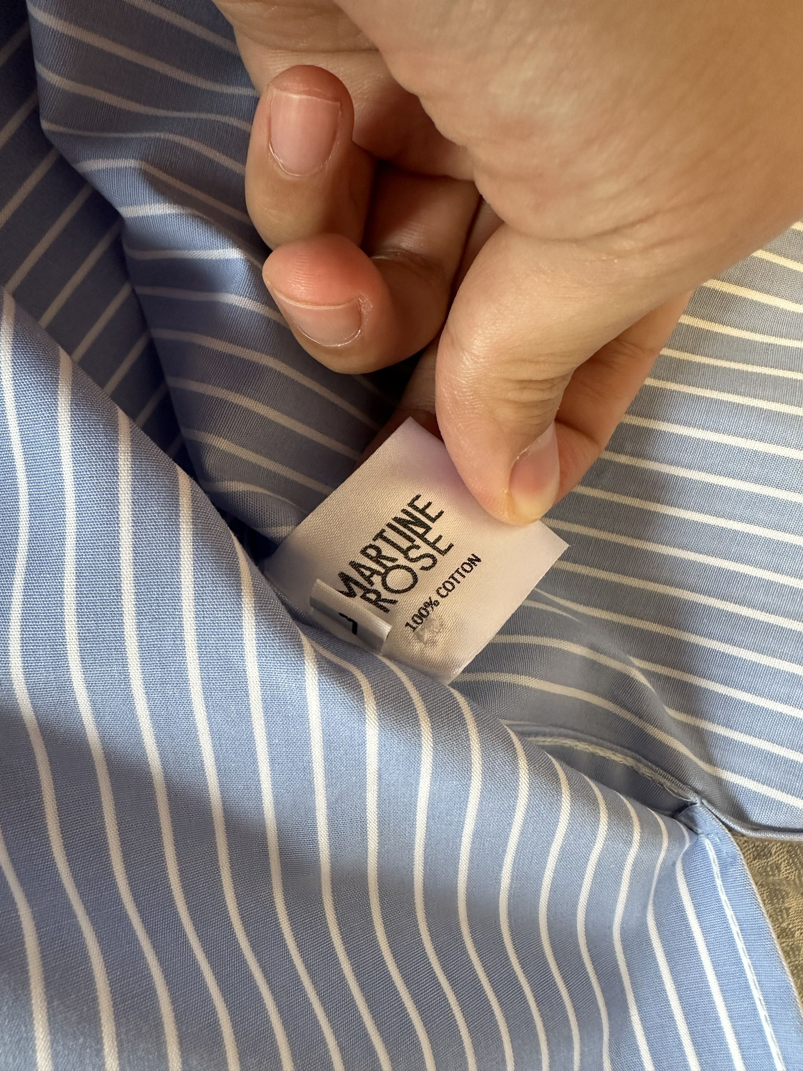 Martine Rose Martine Rose Bonded Oversized Blue Pinstripe Shirt Size US L / EU 52-54 / 3 - 7 Thumbnail