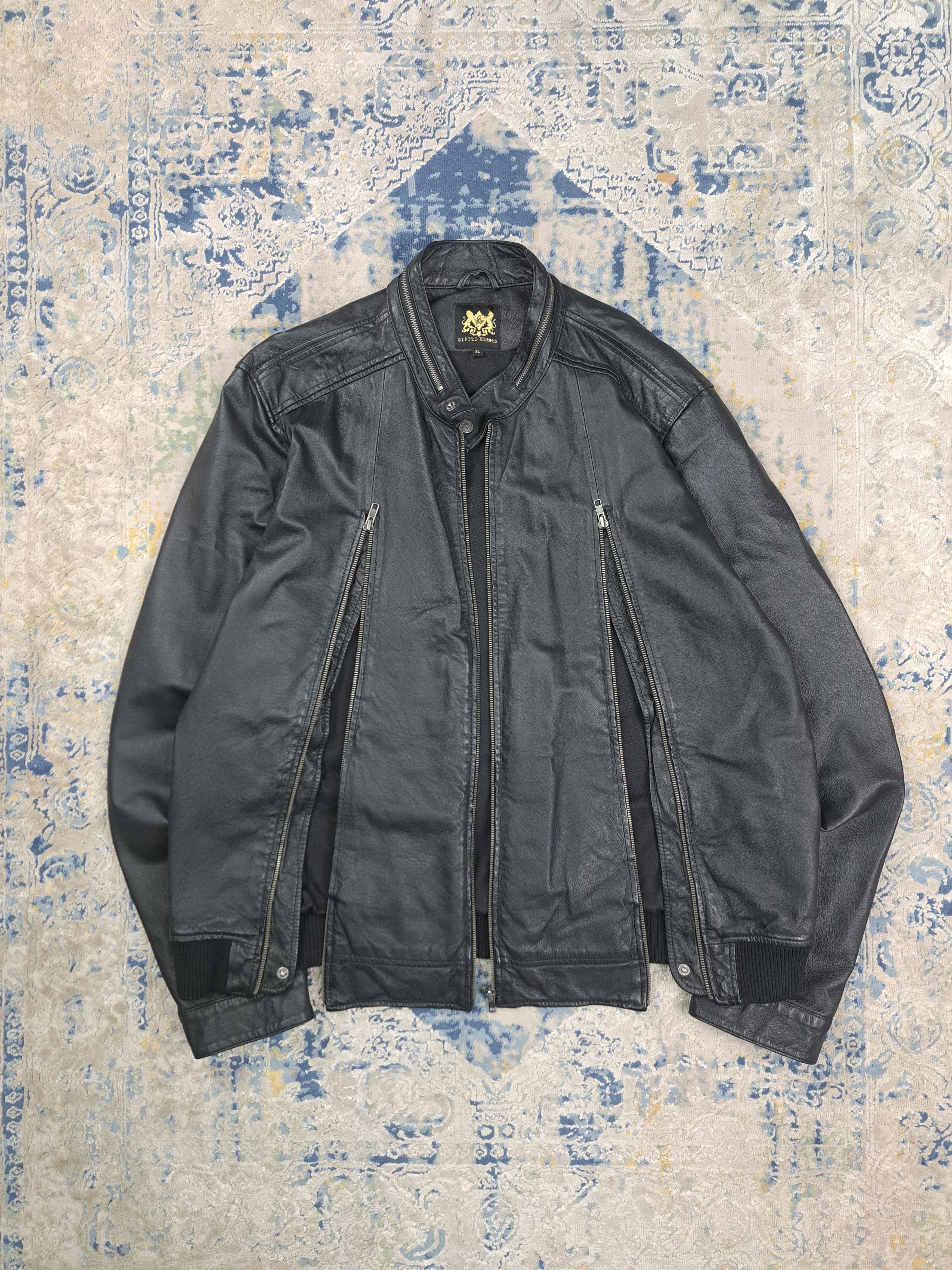 Genuine Leather Sick Avant Garde Multi Zip Leather Jacket Ramones Archive Size US XL / EU 56 / 4 - 3 Thumbnail