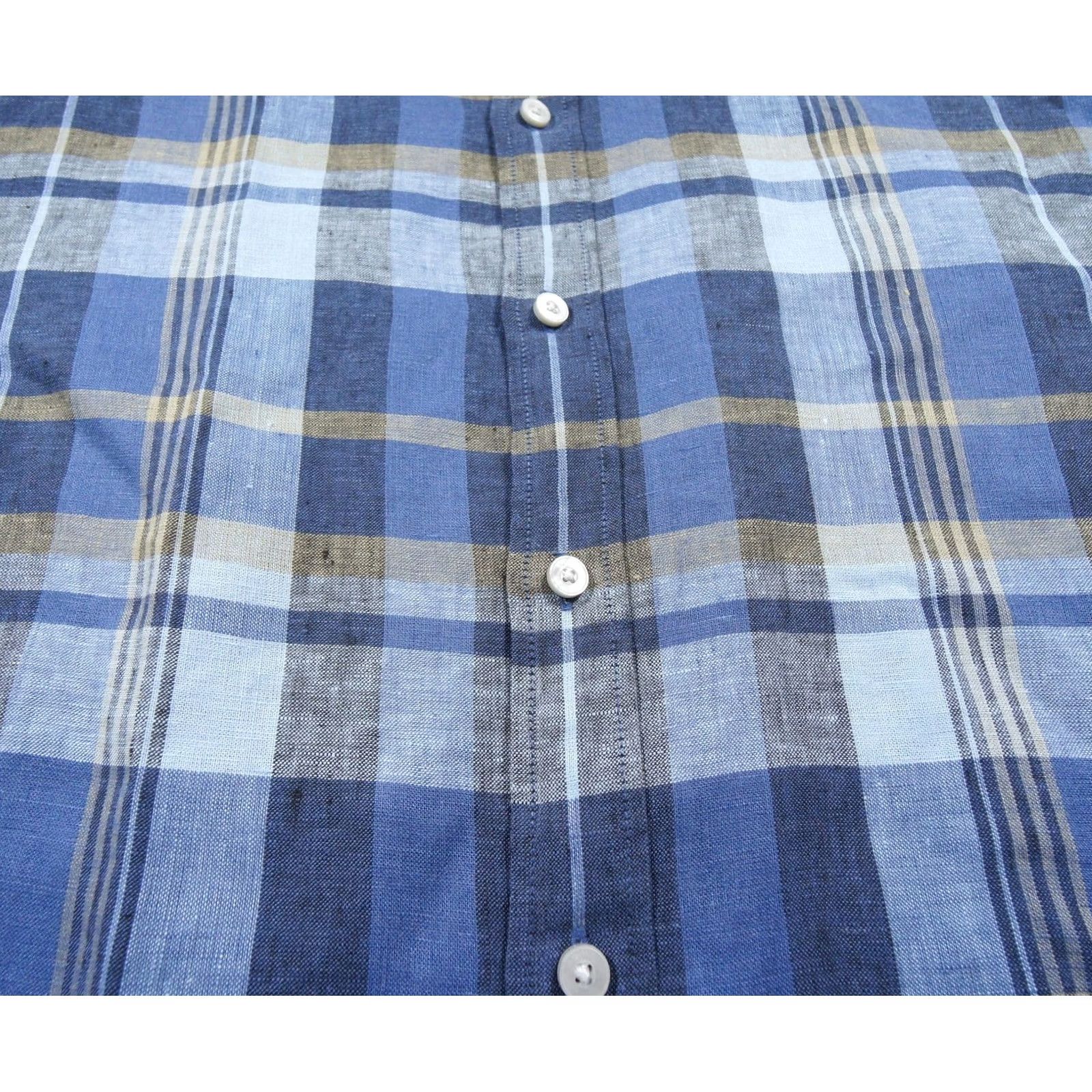 UNTUCKit UNTUCKit Shirt Mens Large Blue Button Down Long Sleeve Linen Plaid Work Business Size US L / EU 52-54 / 3 - 4 Thumbnail