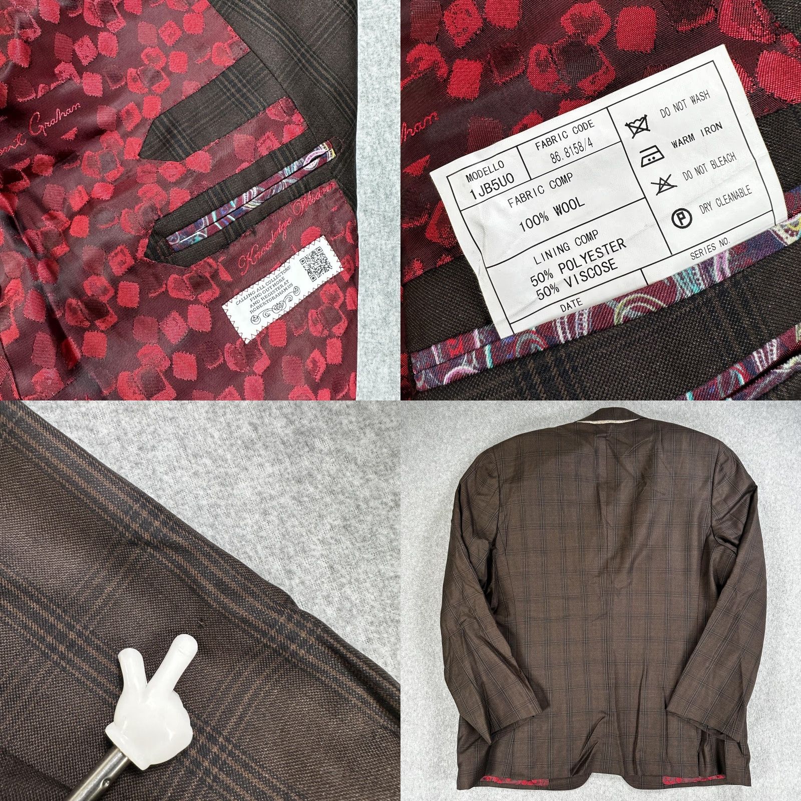 Robert Graham Robert Graham Sport Coat Mens 42 Brown Plaid Wool Two Button Blazer Lined Size 42R - 9 Thumbnail