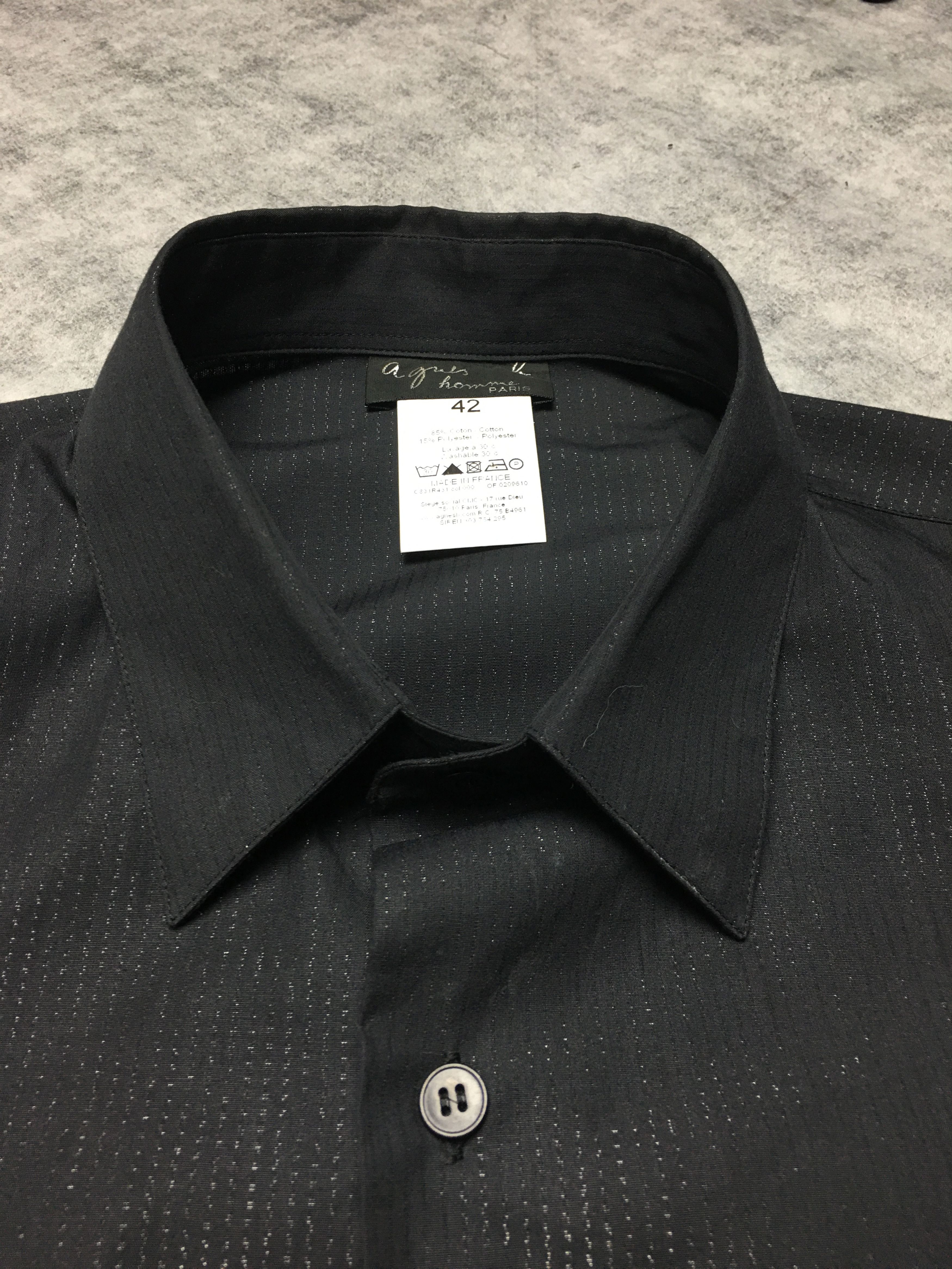agnes b. Agnes b. Homme Black Cotton Metal Striped Shirt EU 42 Size 42R - 3 Thumbnail