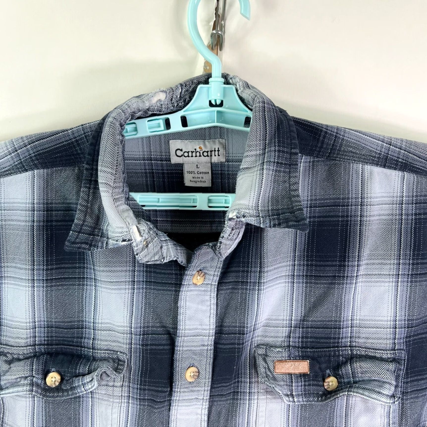 Carhartt VINTAGE Carhartt Plaid Long Sleeve Button-Up Shirt Mens Size L Blue Distressed 90s Outdoor Size US L / EU 52-54 / 3 - 3 Thumbnail