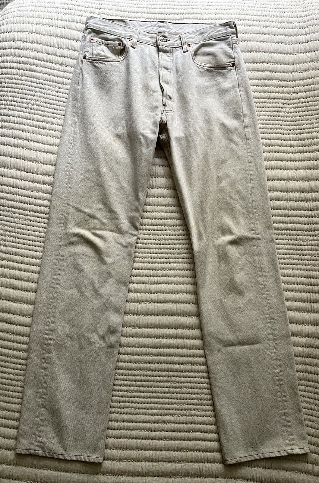 Vintage Levis 501 Jeans 32x32 White Made USA Button Fly