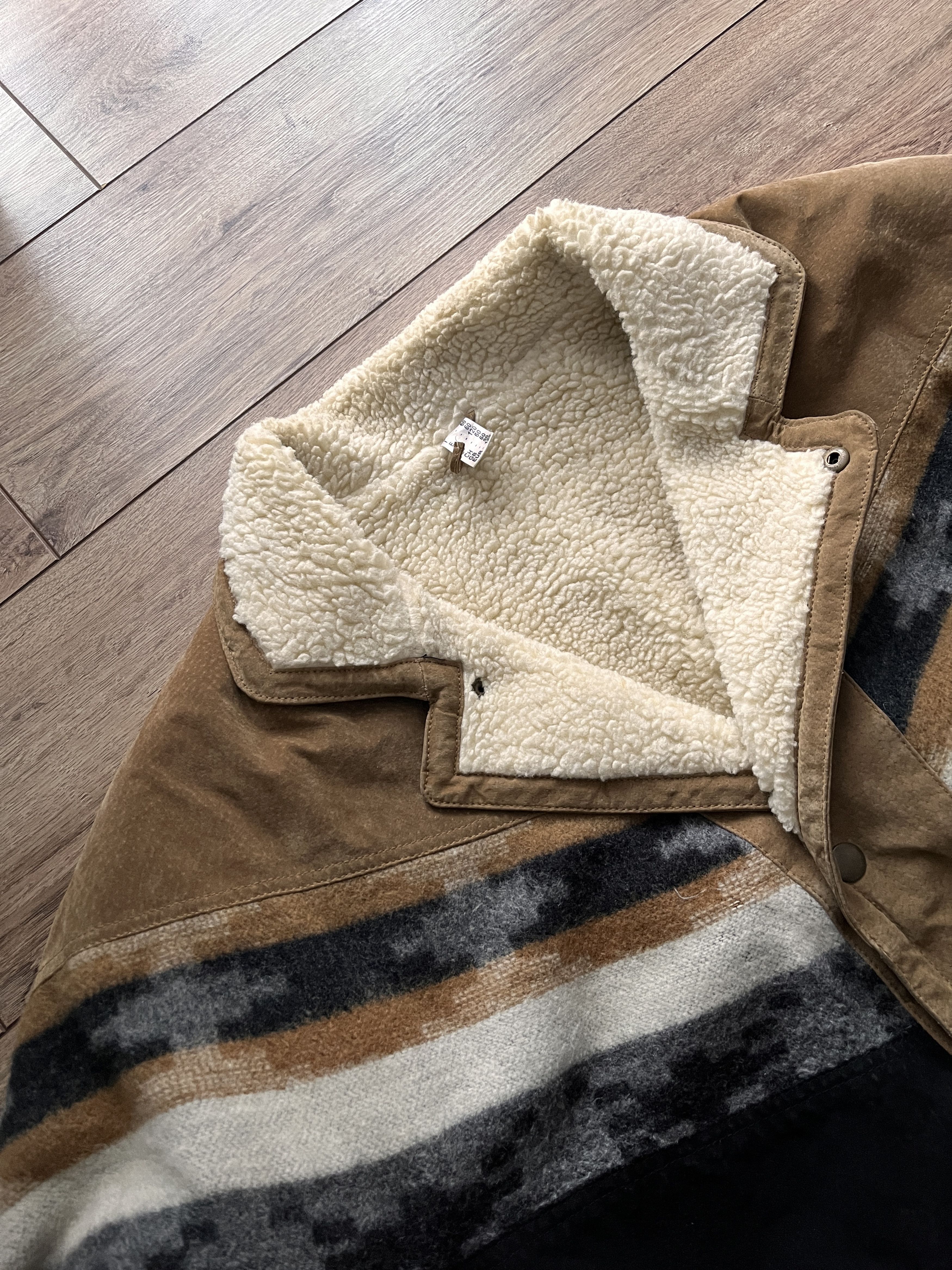 Vintage Vintage Aztec Wool Leather Jacket Sherpa y2k Size US XL / EU 56 / 4 - 4 Thumbnail