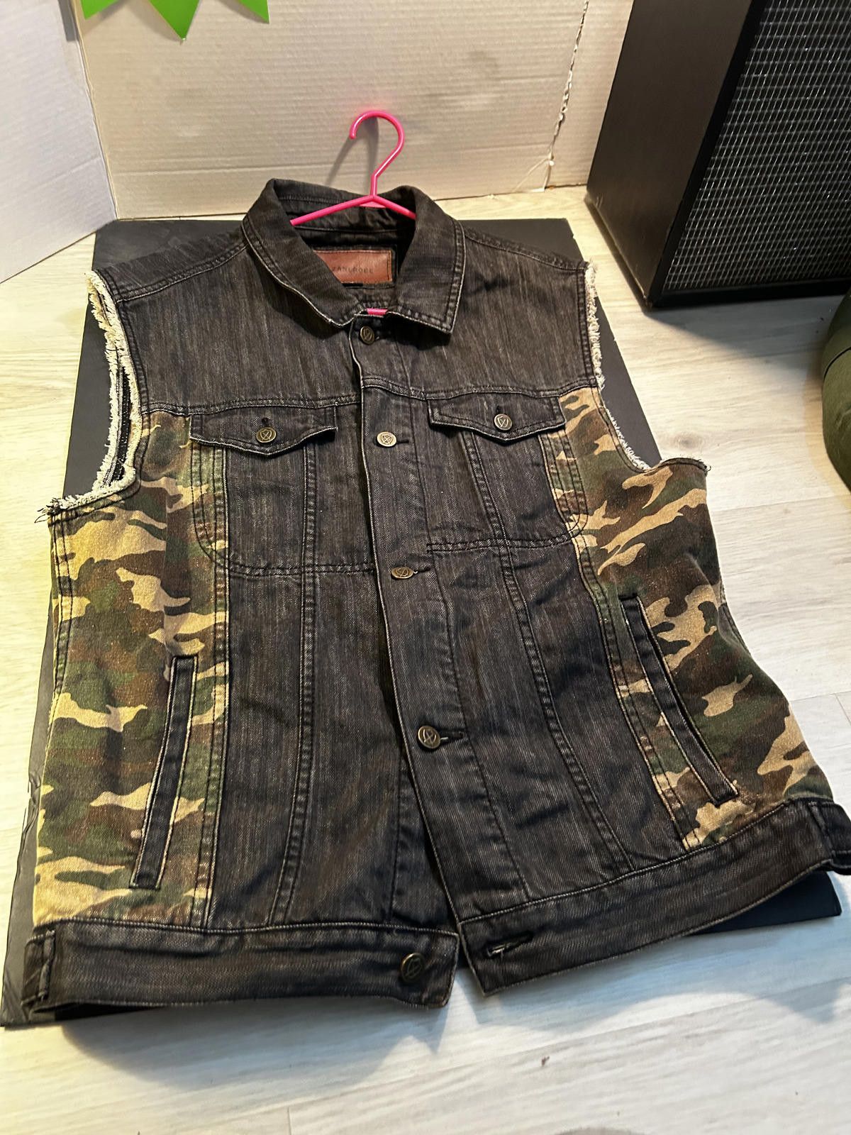 Zanerobe Zanerobe Cutoff Camo Black Denim Biker Vest - XL Size US XL / EU 56 / 4 - 2 Thumbnail