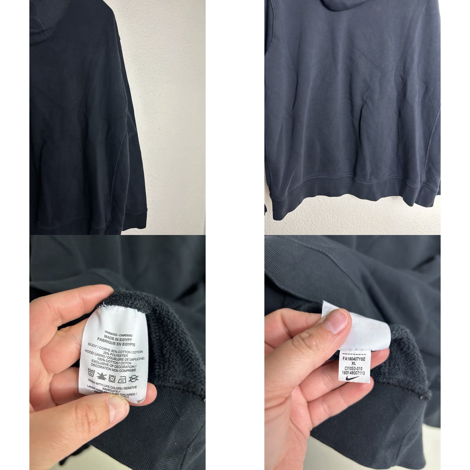 Nike VINTAGE NIKE SPORTSWEAR AIR 5 PULLOVER HOODIE Mens XL Black Distressed Peeling Size US XL / EU 56 / 4 - 9 Thumbnail