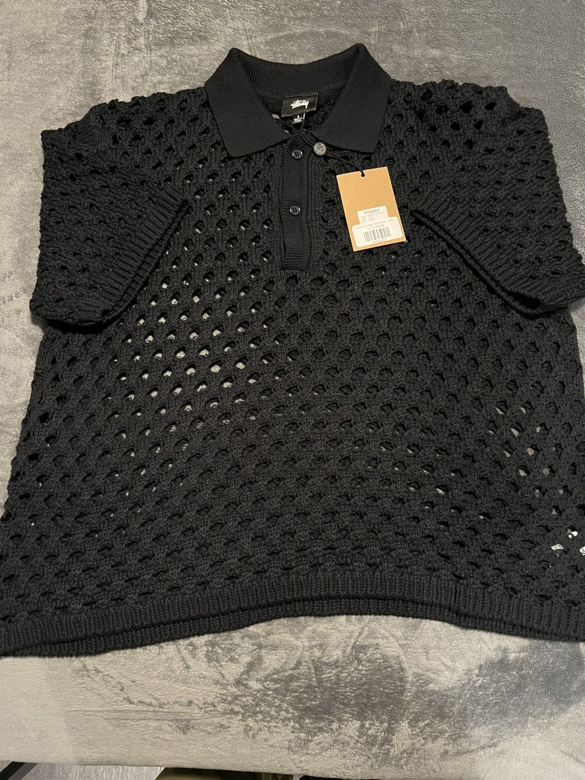 Stussy Stussy Big Mesh Polo Sweater 'Black' Size US L / EU 52-54 / 3 - 4 Thumbnail