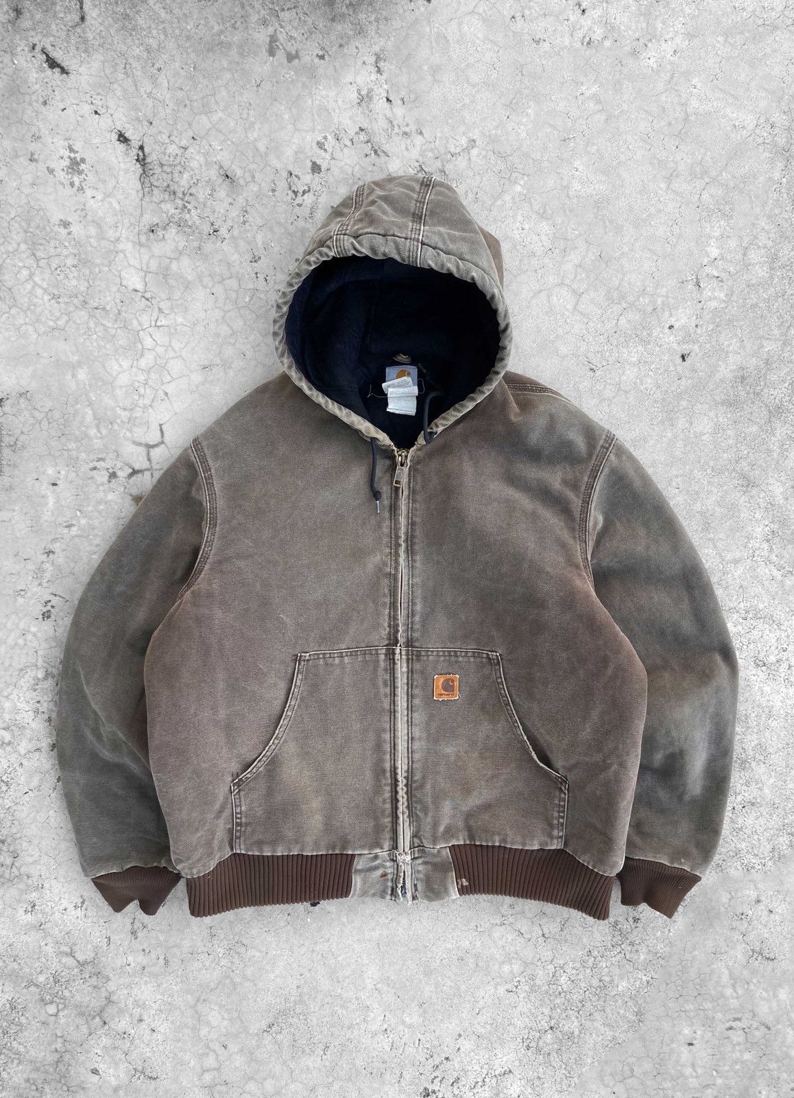 Vintage Vintage Faded Brown Carhartt Zip up hoodie jacket Size US L / EU 52-54 / 3 - 3 Thumbnail