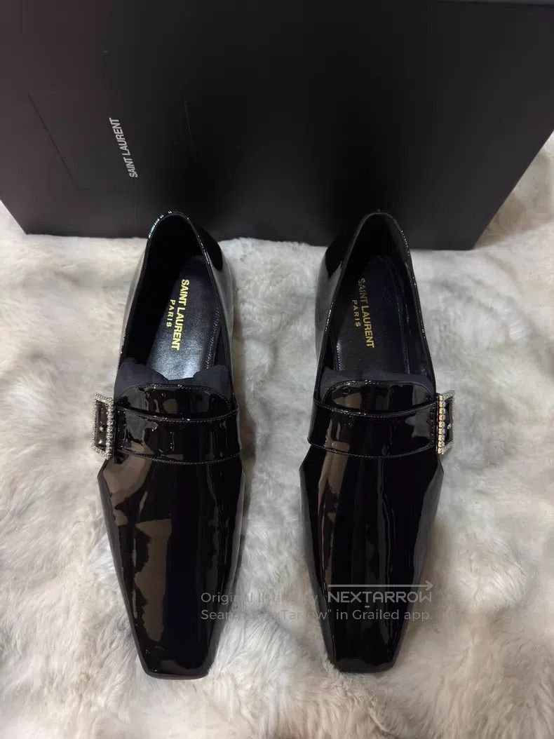 Saint Laurent Paris Saint Laurent Paris Crystal Buckle Loafers Leather Shoes Size US 10 / EU 43 - 6 Thumbnail