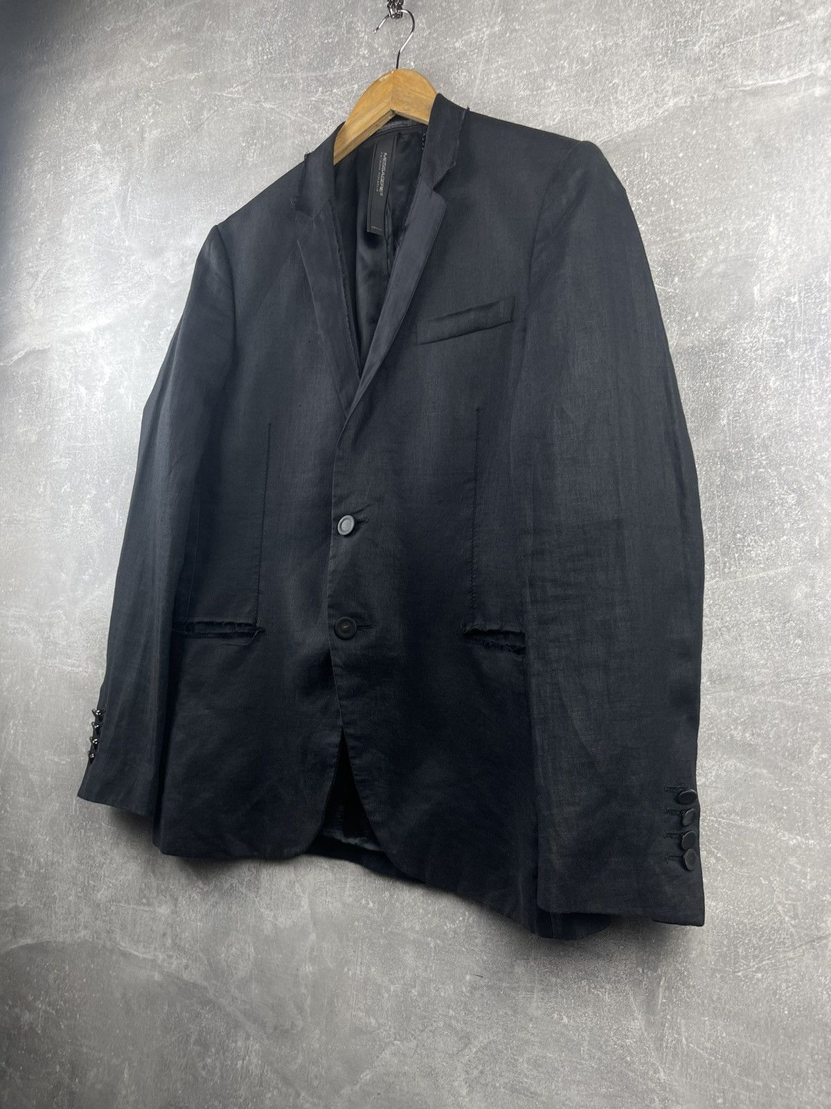 20471120 × Messagerie Messagerie Patrizo Piscaglia Opium Distressed Linen Blazer Size 48L - 2 Thumbnail