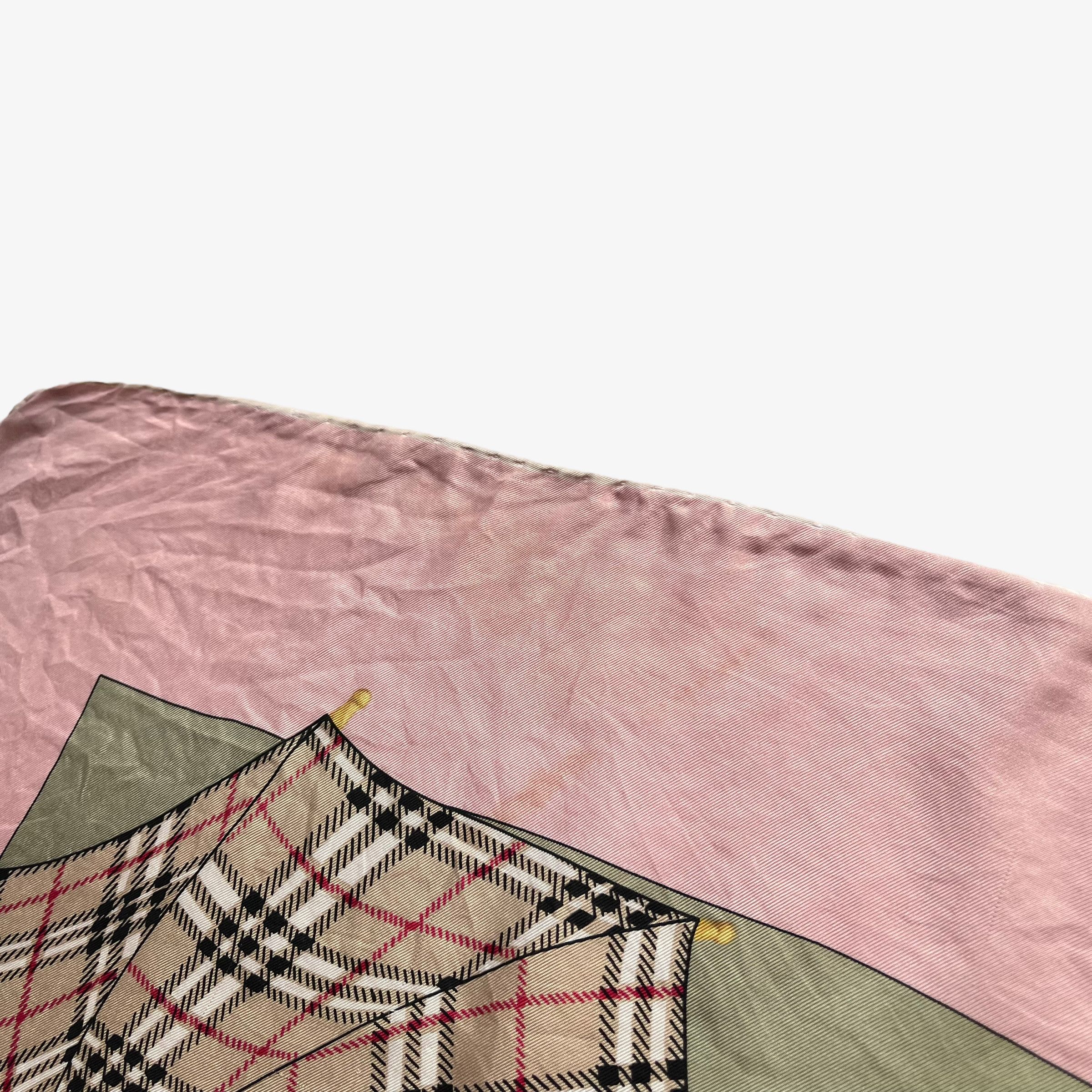 Burberry Vintage 80s Burberry Nova Check Umbrella Print Silk Scarf Size ONE SIZE - 7 Thumbnail
