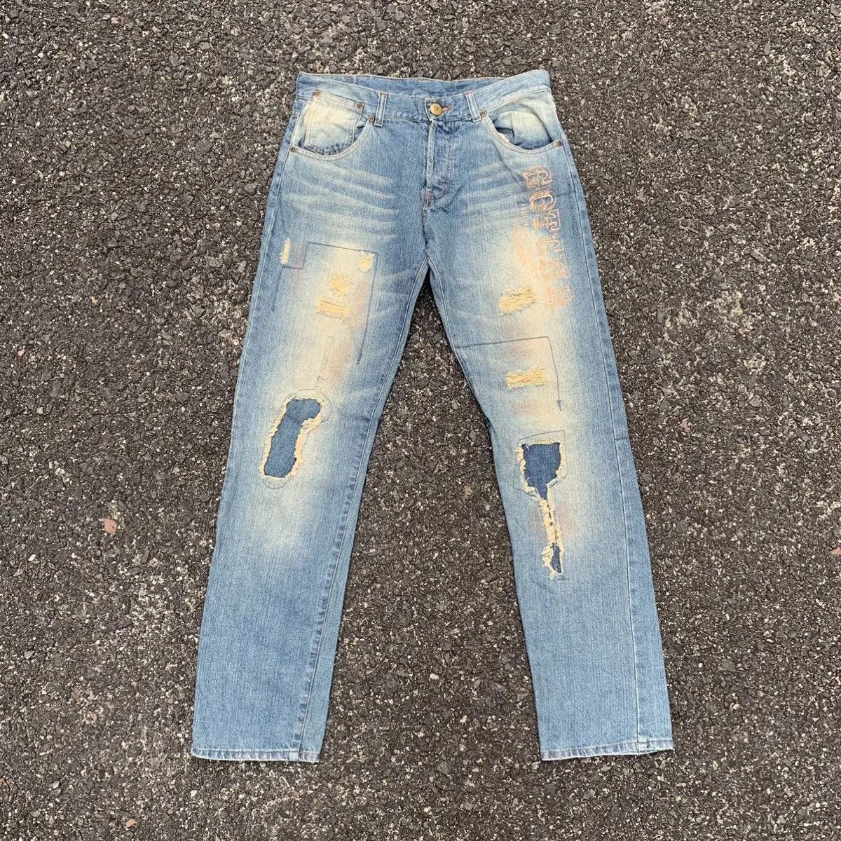 Gotcha Vintage Gotcha Jeans Patchwork VERY RARE Rugged Denim Pants Size US 31 - 1 Thumbnail