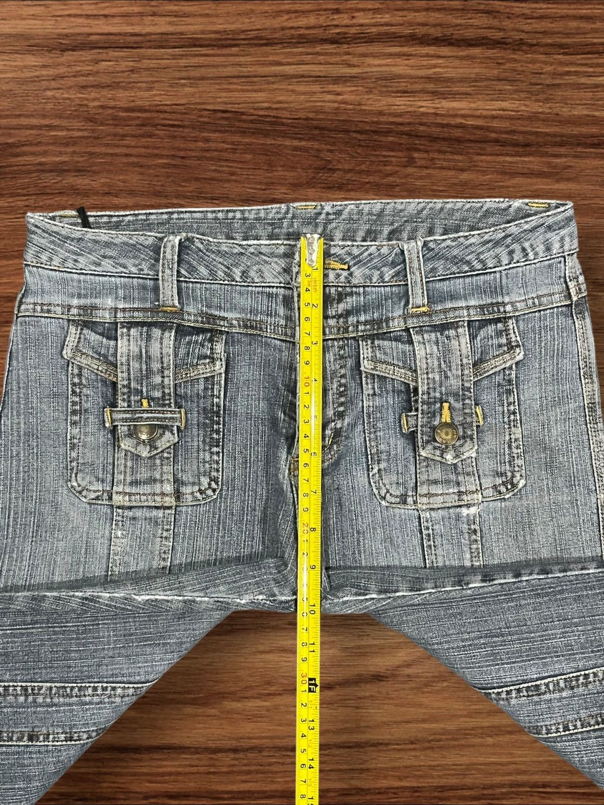 If Six Was Nine Panel Stitched Y2K Cargo Inspired Pocket Bell Bottom Jeans Size US 30 / EU 46 - 14 Thumbnail