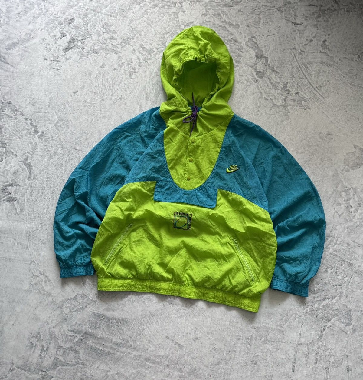 Nike × Streetwear × Vintage 90s Nike Vintage Nylon Anorak Jacket 
