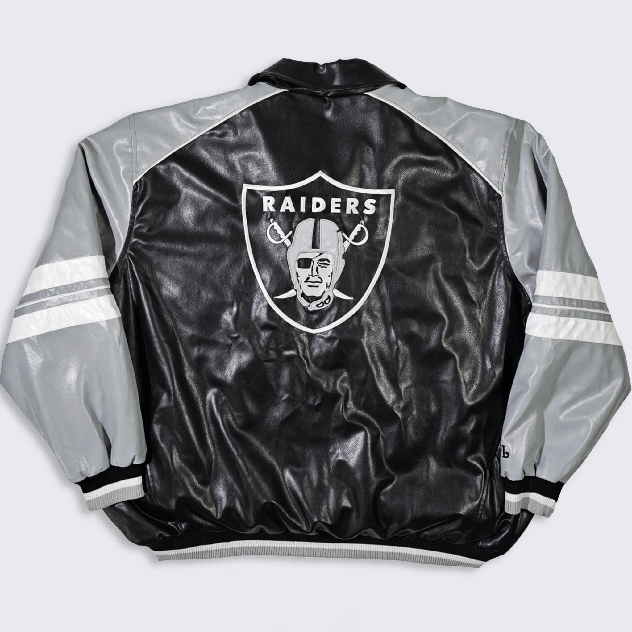 G-III × NFL × Vintage Oakland Raiders 90s Vegan Leather GIII Varsity Jacket Size US XXL / EU 58 / 5 - 1 Thumbnail