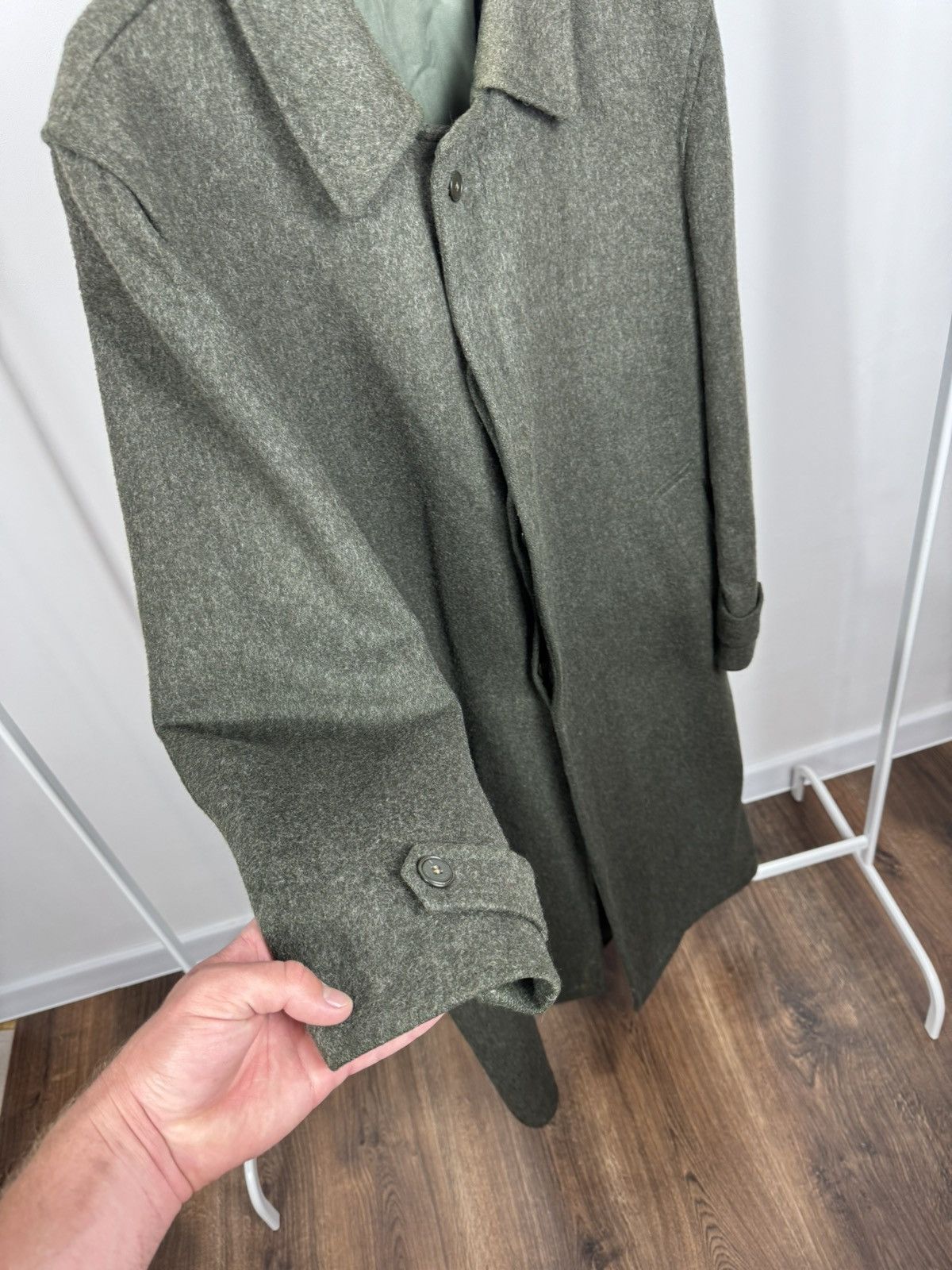 Other Vintage Men’s Olive Wool Overcoat Long Minimal Winter Coat Size US XXL / EU 58 / 5 - 12 Thumbnail