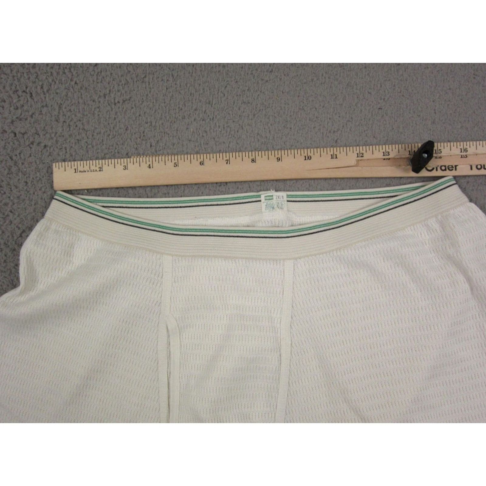 Hanes Vintage Hanes Pants 2XL White Thermal Waffle Knit Sweatpants Mens 80s Winter Base Layer Cotton Polyester Regular Fit Size US 39 - 6 Thumbnail