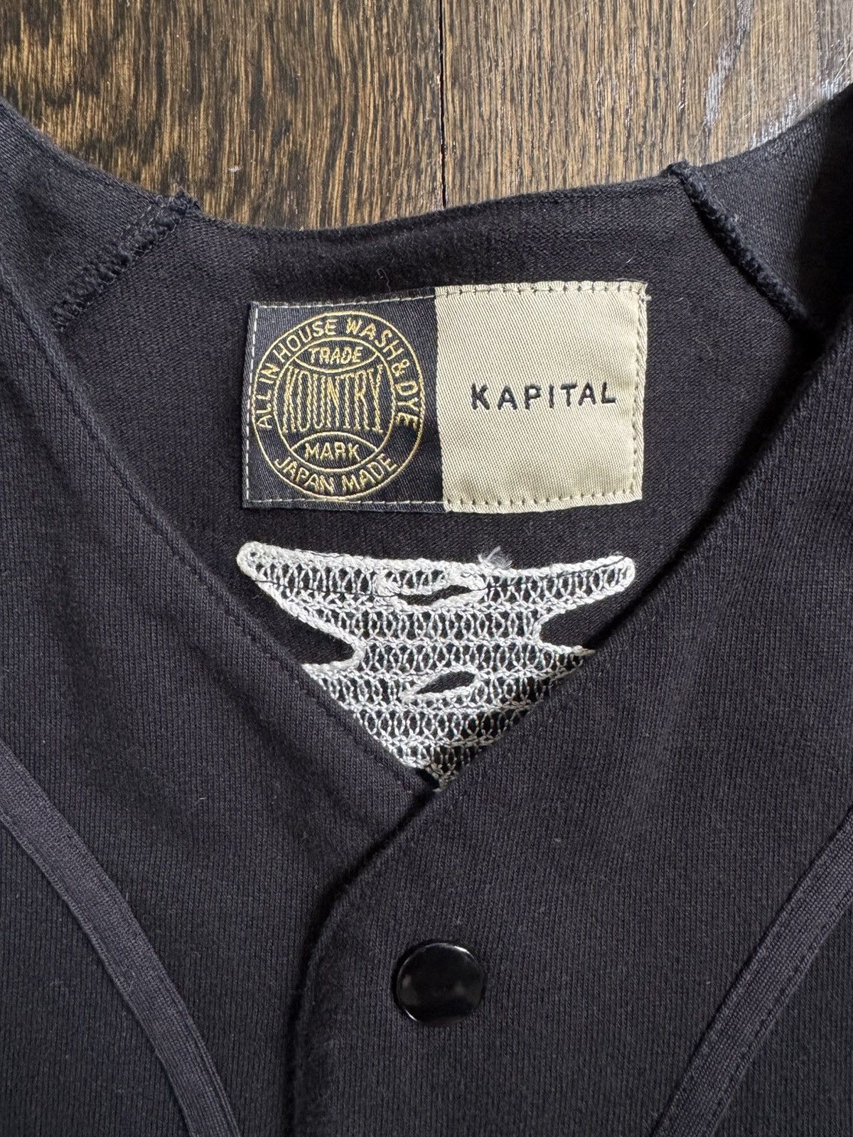Kapital Kountry Kapital 16/- Densed Jersey Baseball Shirt (BONE) - Black Size US L / EU 52-54 / 3 - 4 Thumbnail