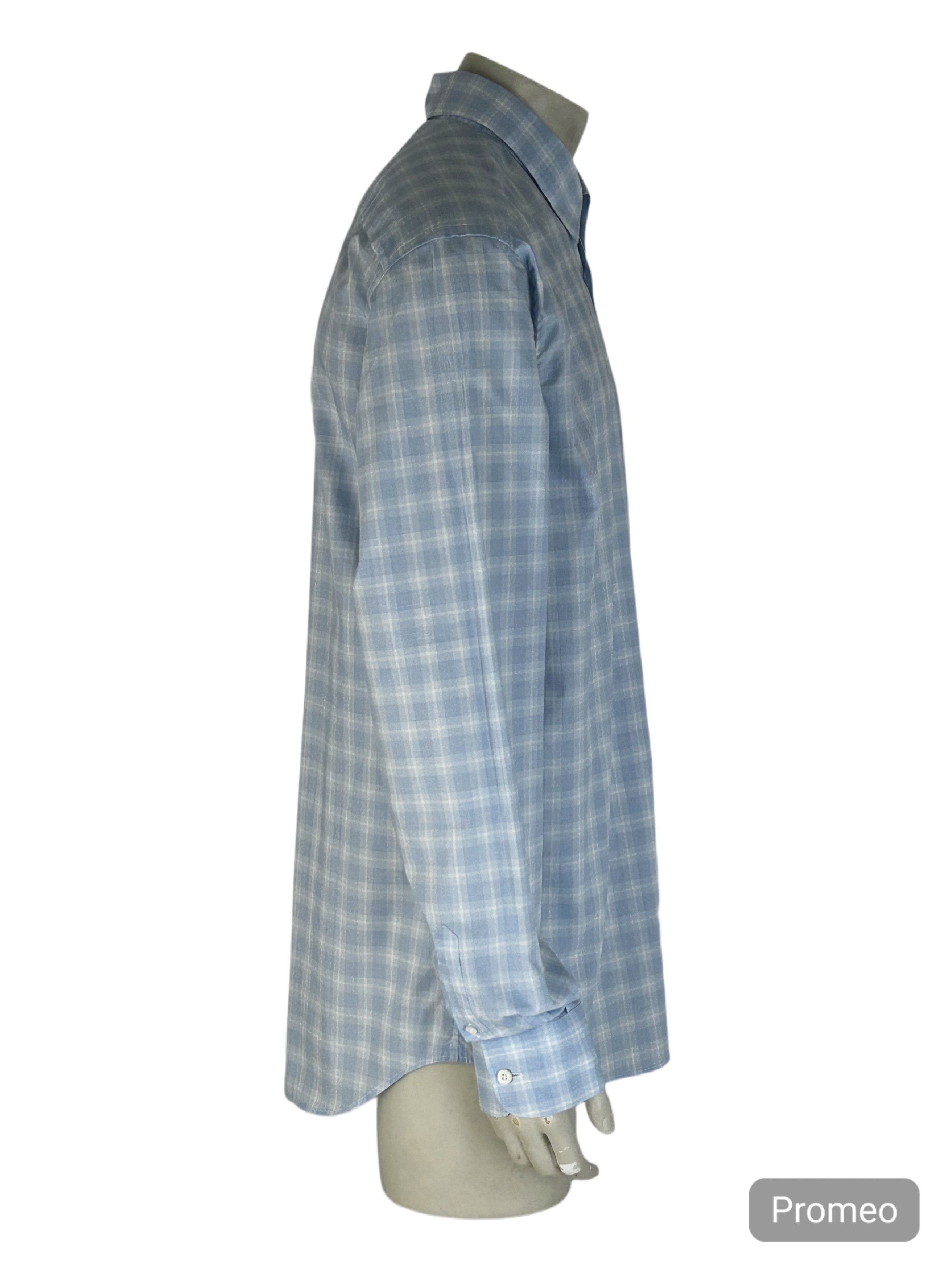 Prada PRADA SKY BLUE PRINCE OF WALES CHECK DRESS SHIRT SIZE 40 Size US M / EU 48-50 / 2 - 2 Thumbnail