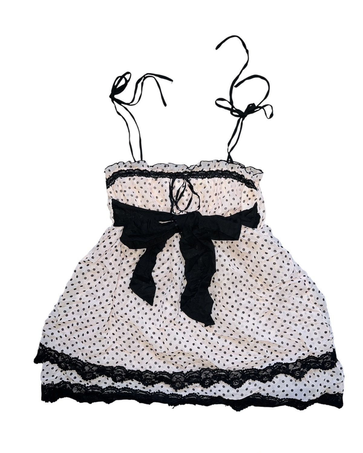 Japanese Brand Tralala pastel pink polkadot bow tie cami💖🎀 Size ONE SIZE - 7 Thumbnail