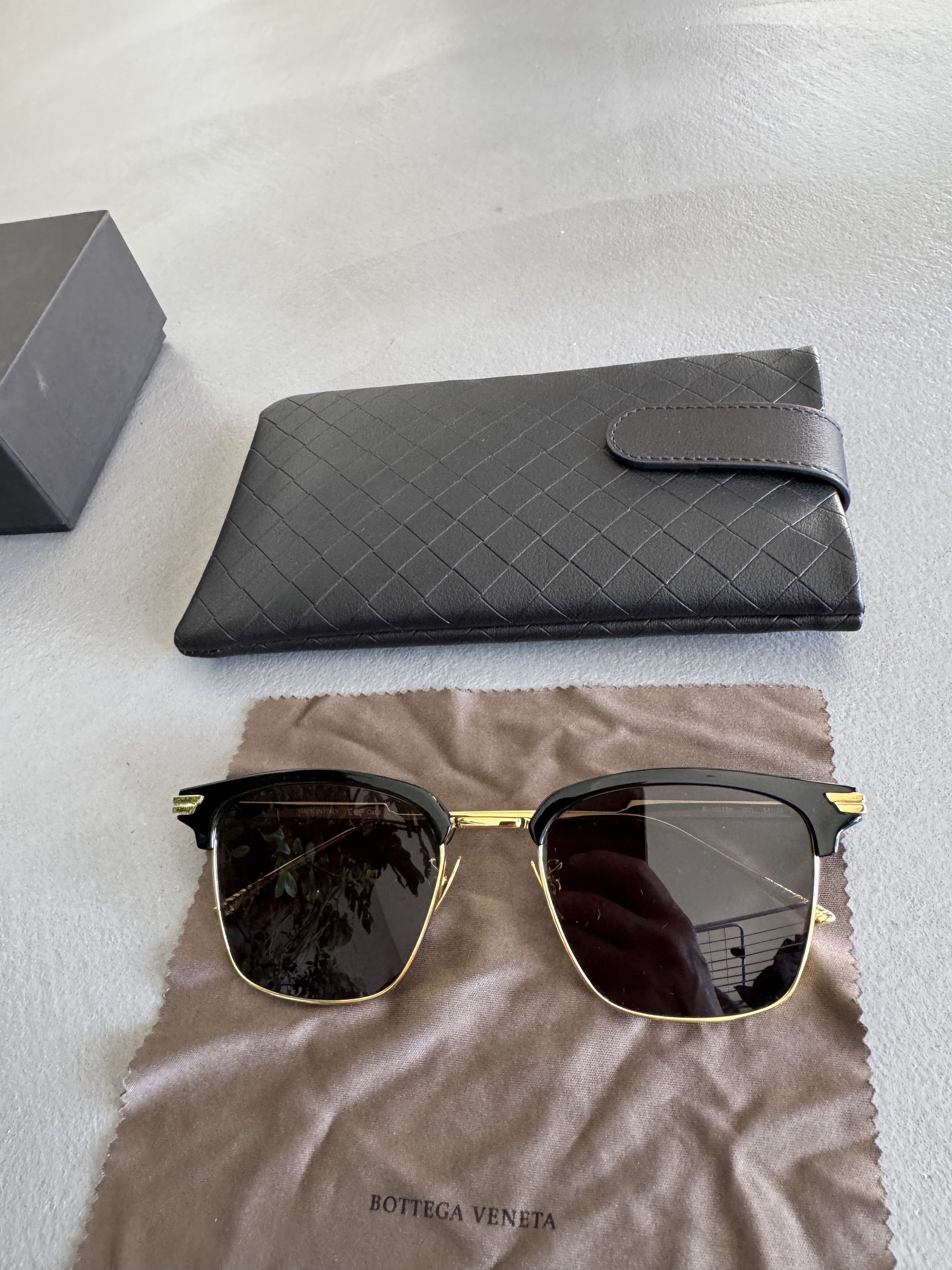 Bottega Veneta Bottega Veneta Wayfarer Sunglasses, Gold Frame, Brown Lenses Size ONE SIZE - 8 Thumbnail