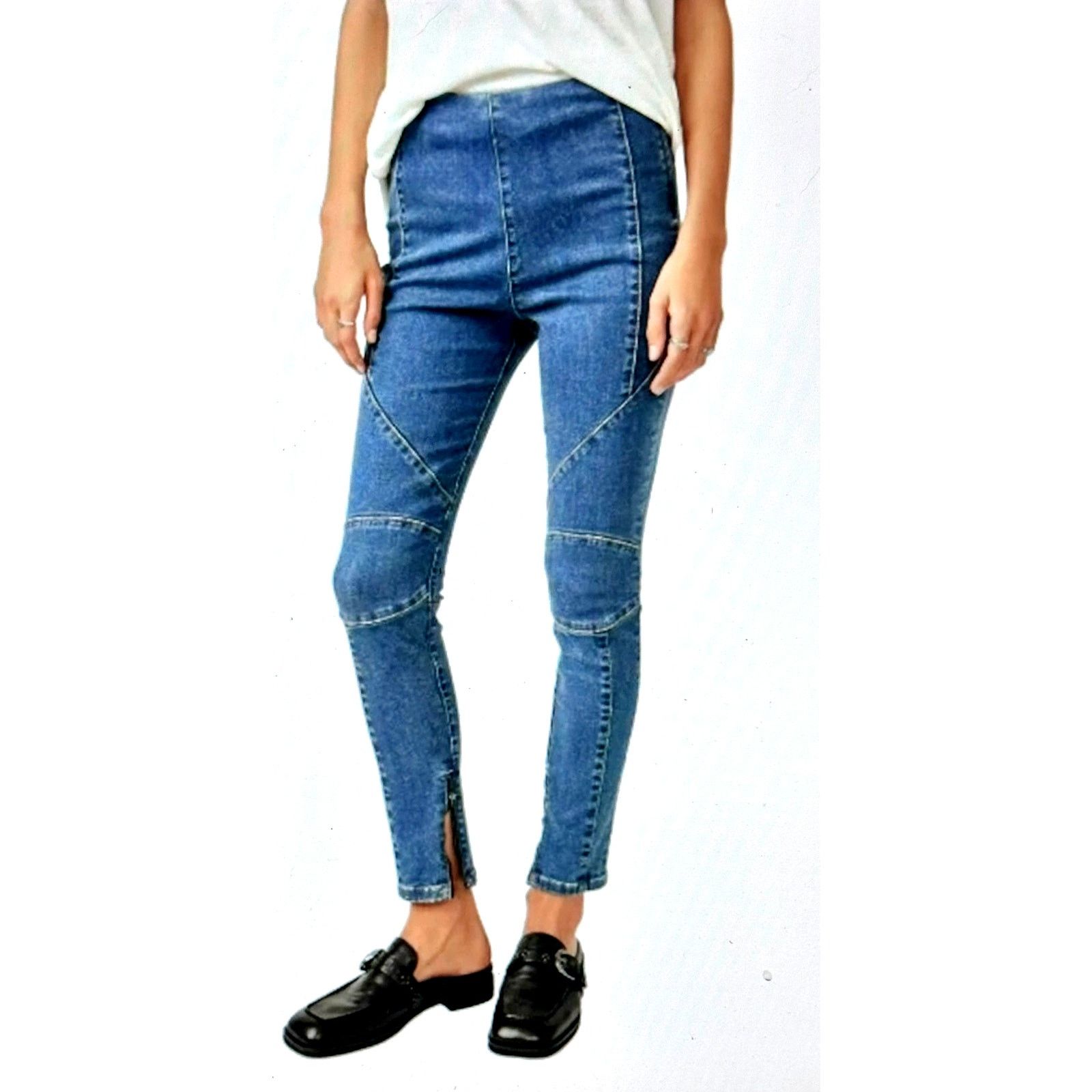Free People Free People Bella Moto High-Rise Skinny Jeans Light Blue 28 Size 28" / US 6 / IT 42 - 4 Thumbnail