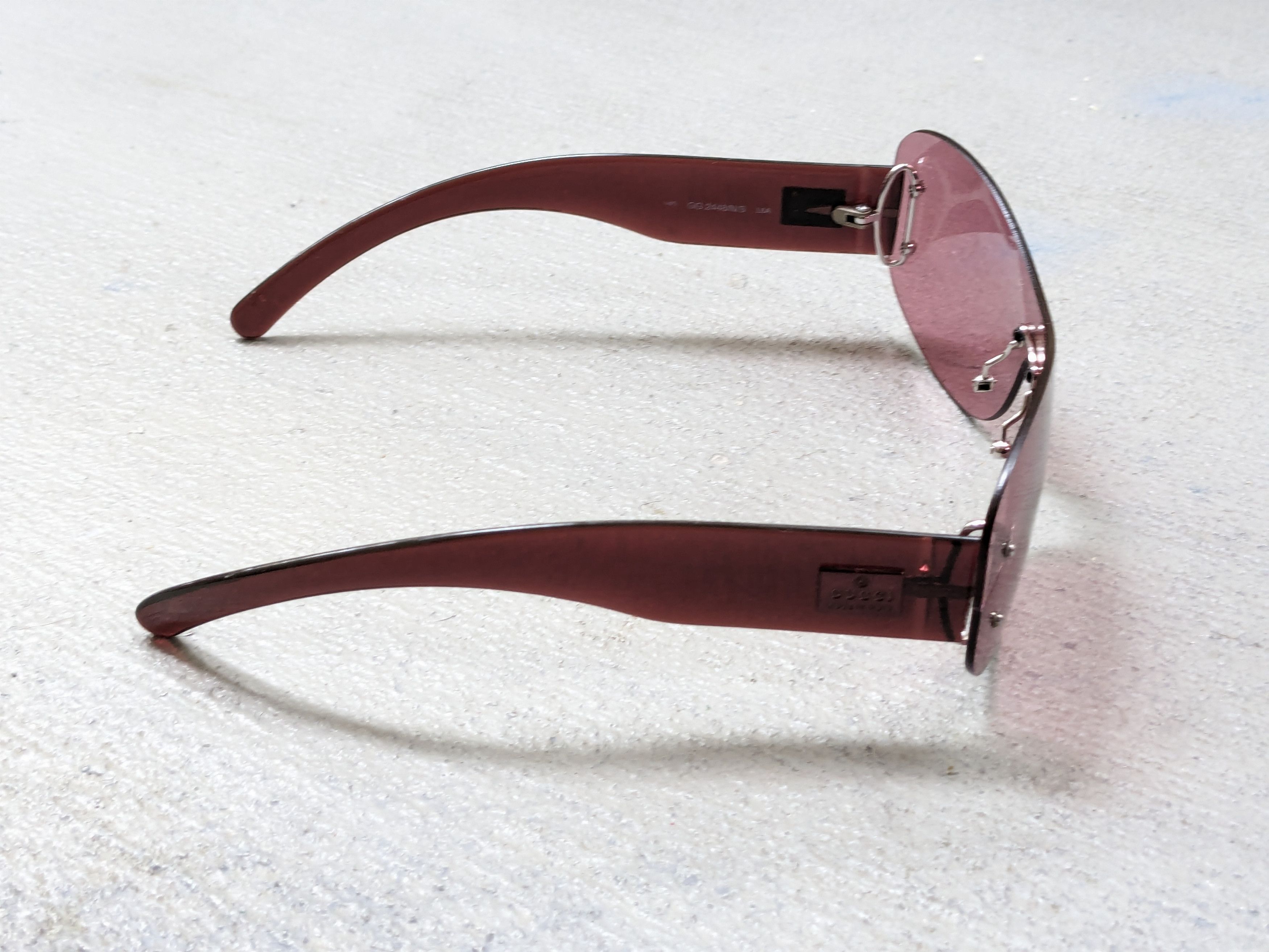 Gucci × Vintage Gucci Sunglasses GG2448/N/S Pink Vintage Y2K Shiled Size ONE SIZE - 6 Thumbnail