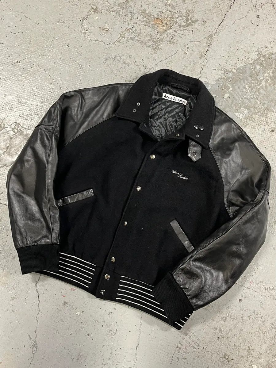 Acne Studios Acne Studios Black Wool & Leather Biker Jacket Size US M / EU 48-50 / 2 - 3 Thumbnail