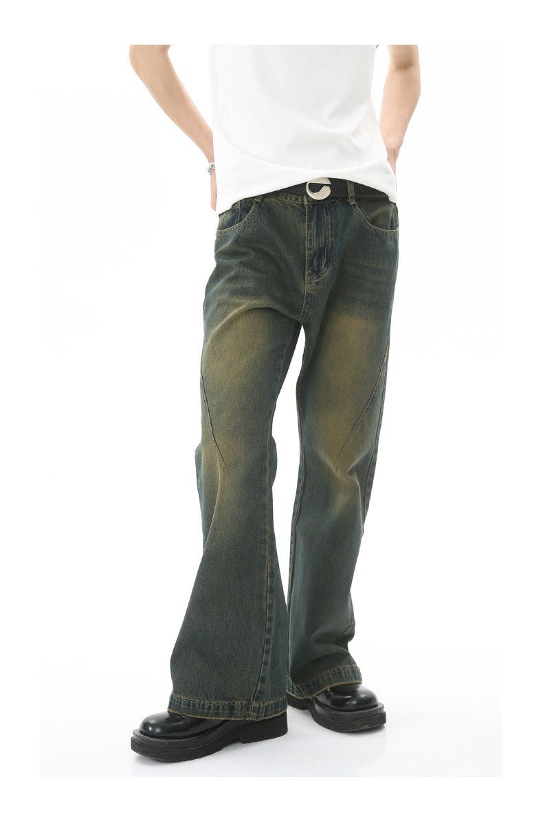 Japanese Brand × Jean Japanese retro distressed blue mid-rise loose flared jeans Size US 32 / EU 48 - 1 Thumbnail
