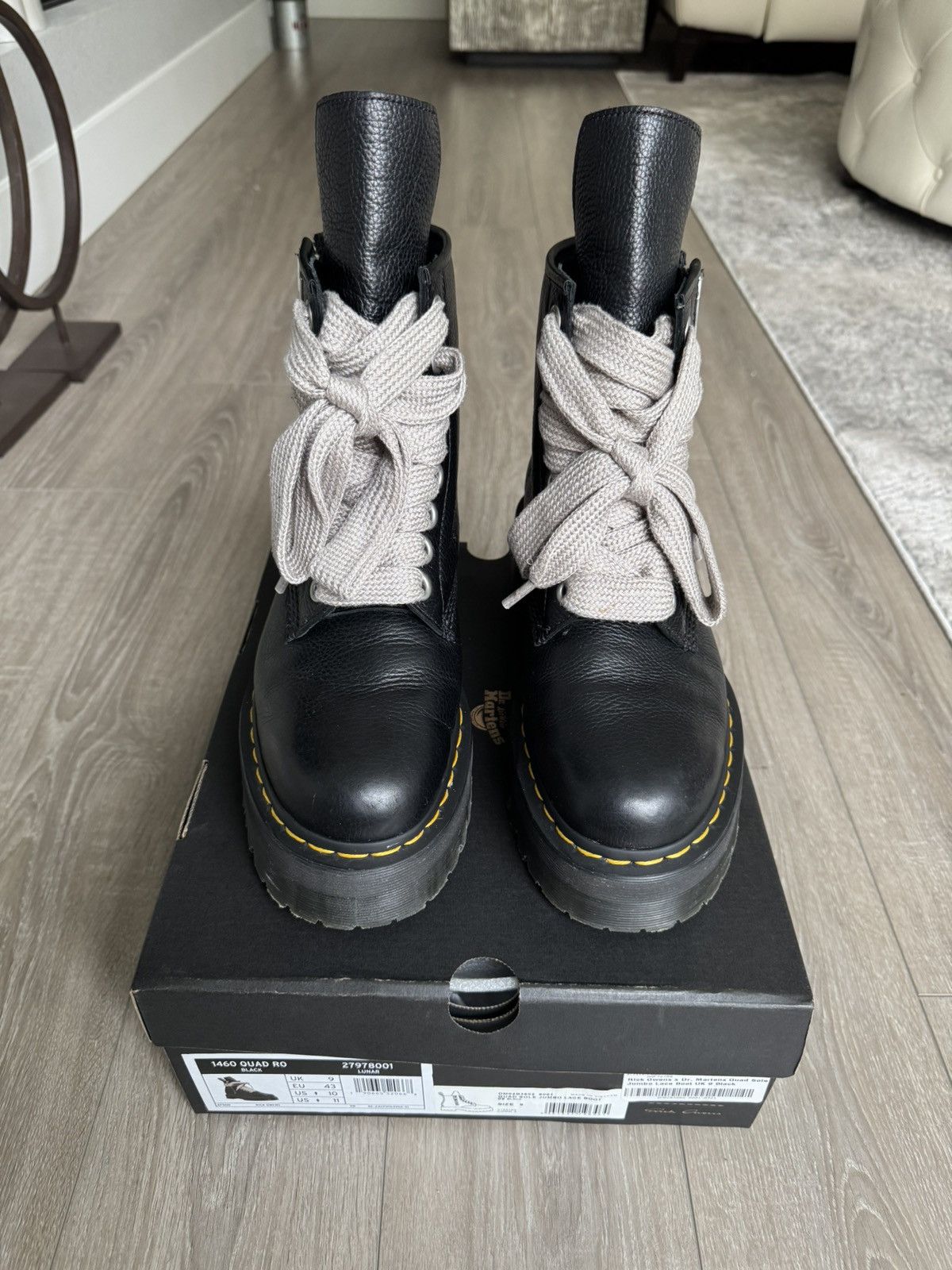 wang様RICK OWENS×Dr.Martens 1460 QUAD UK5 Dr. Martens 1460 Quad Leather Sole Pentagram Jumbo Lace Boot