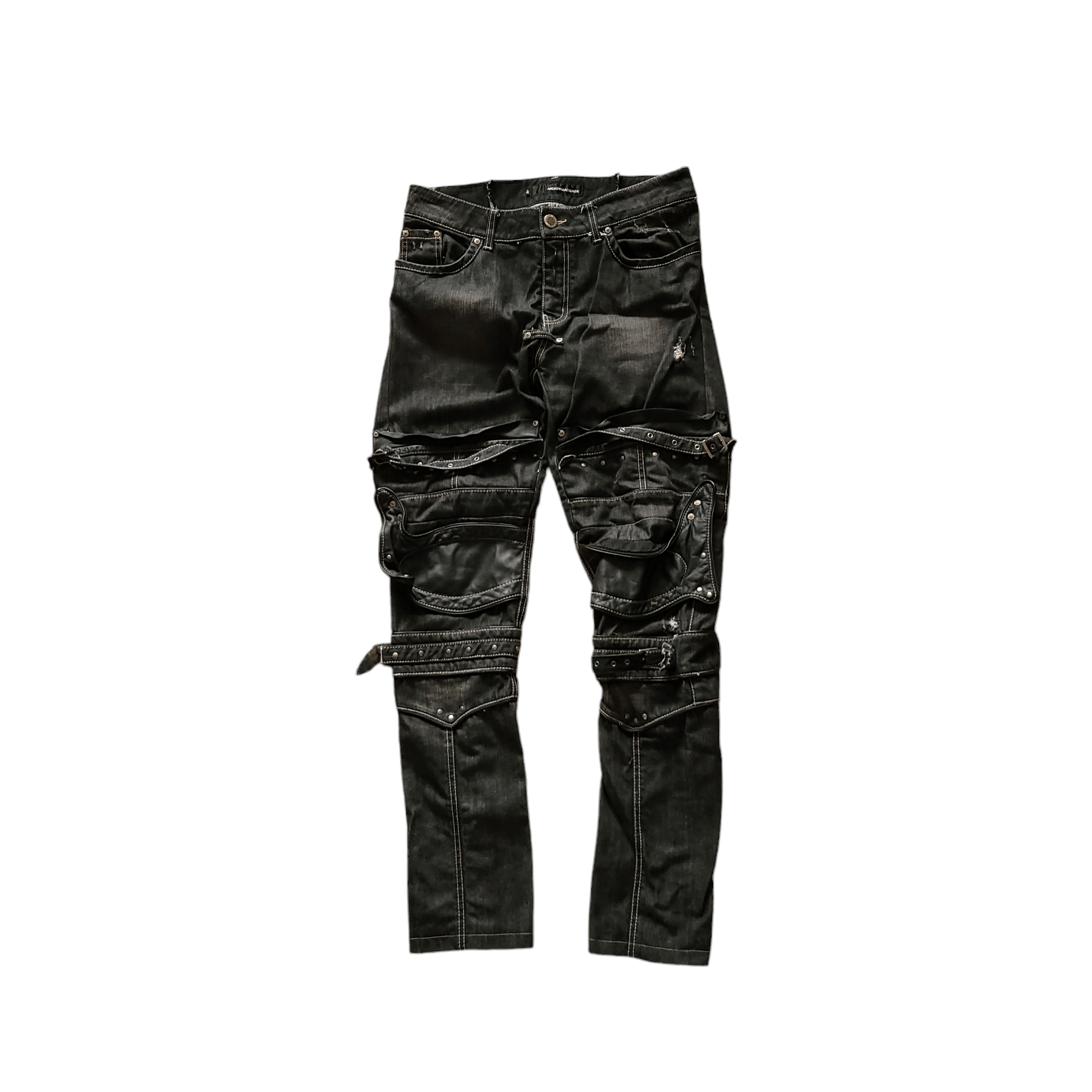 image of Alternative x Andrew Mackenzie Bondage Denim Pants 32Us Made In Italy in Black, Men's