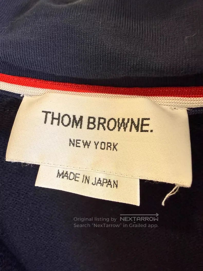 Thom Browne Thom Browne Navy Blue Four-Stripe Zip-Up Hoodie Size US S / EU 44-46 / 1 - 3 Thumbnail