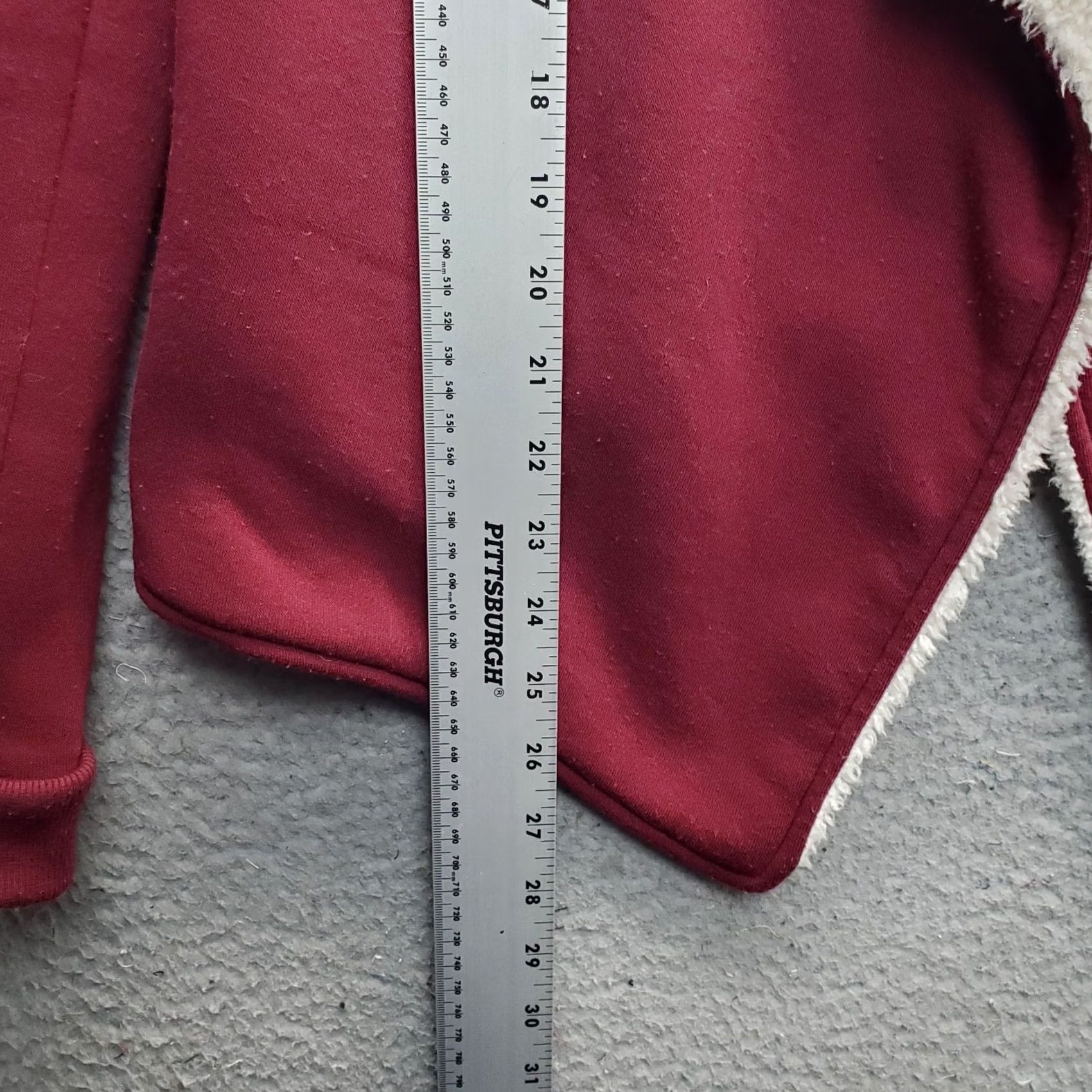 Vintage Supernova Cardigan Womens S Burgundy Sherpa Lined Shawl Open Front Knit Shirt Size S / US 4 / IT 40 - 3 Thumbnail