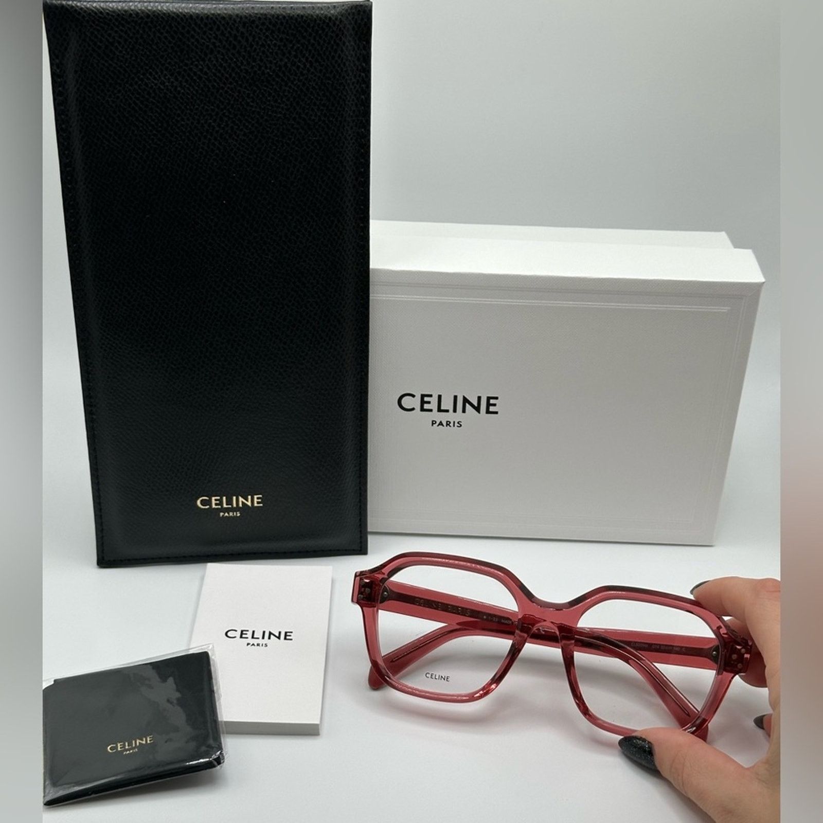 Celine Celine Eyeglasses CL50096I 74 Shiny Transparent Terracotta Size ONE SIZE - 10 Thumbnail