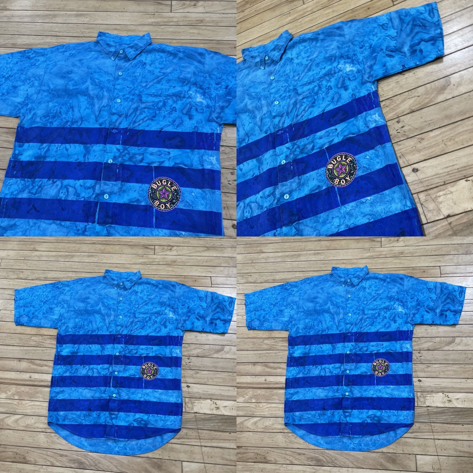 Bugle Boy VINTAGE Bugle Boy Shirt Men M Surf Grunge Abstract 90s Y2k Tie Dye Paint Stripe Blue Tie Dye Striped Button-Up Size US M / EU 48-50 / 2 - 11 Thumbnail