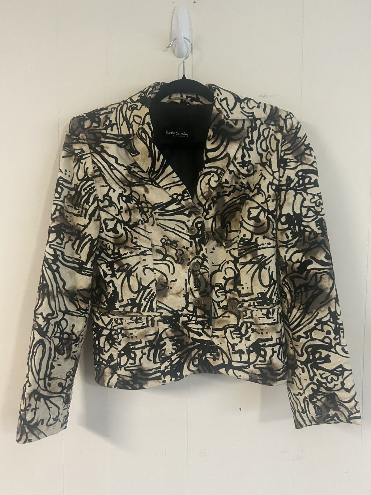 Other Betty Barlay Blazer, M, Brown/Black Velvet Abstract Pattern Size M / US 6-8 / IT 42-44 - 2 Thumbnail